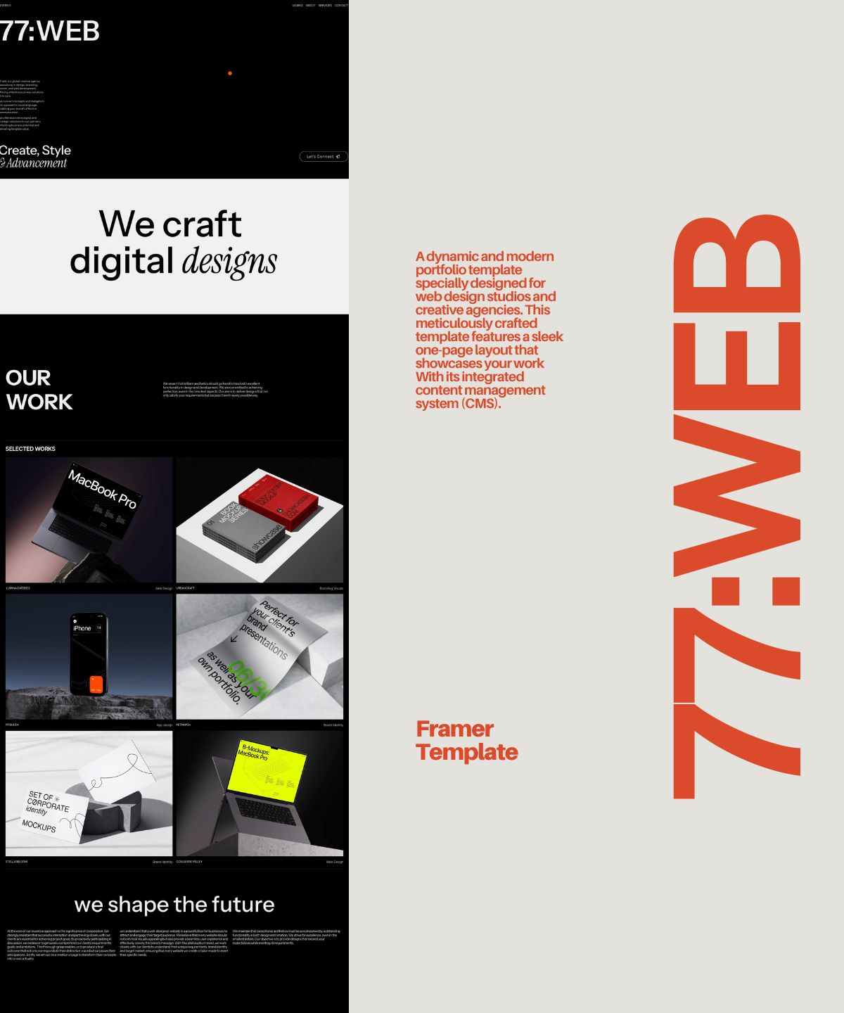 Screenshot of 77web design studio website