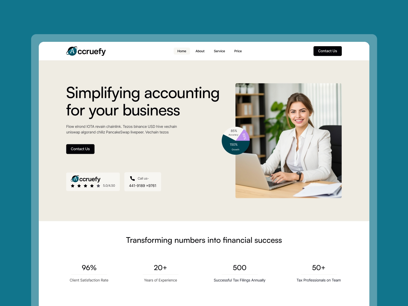 Screenshot of Accruefy website