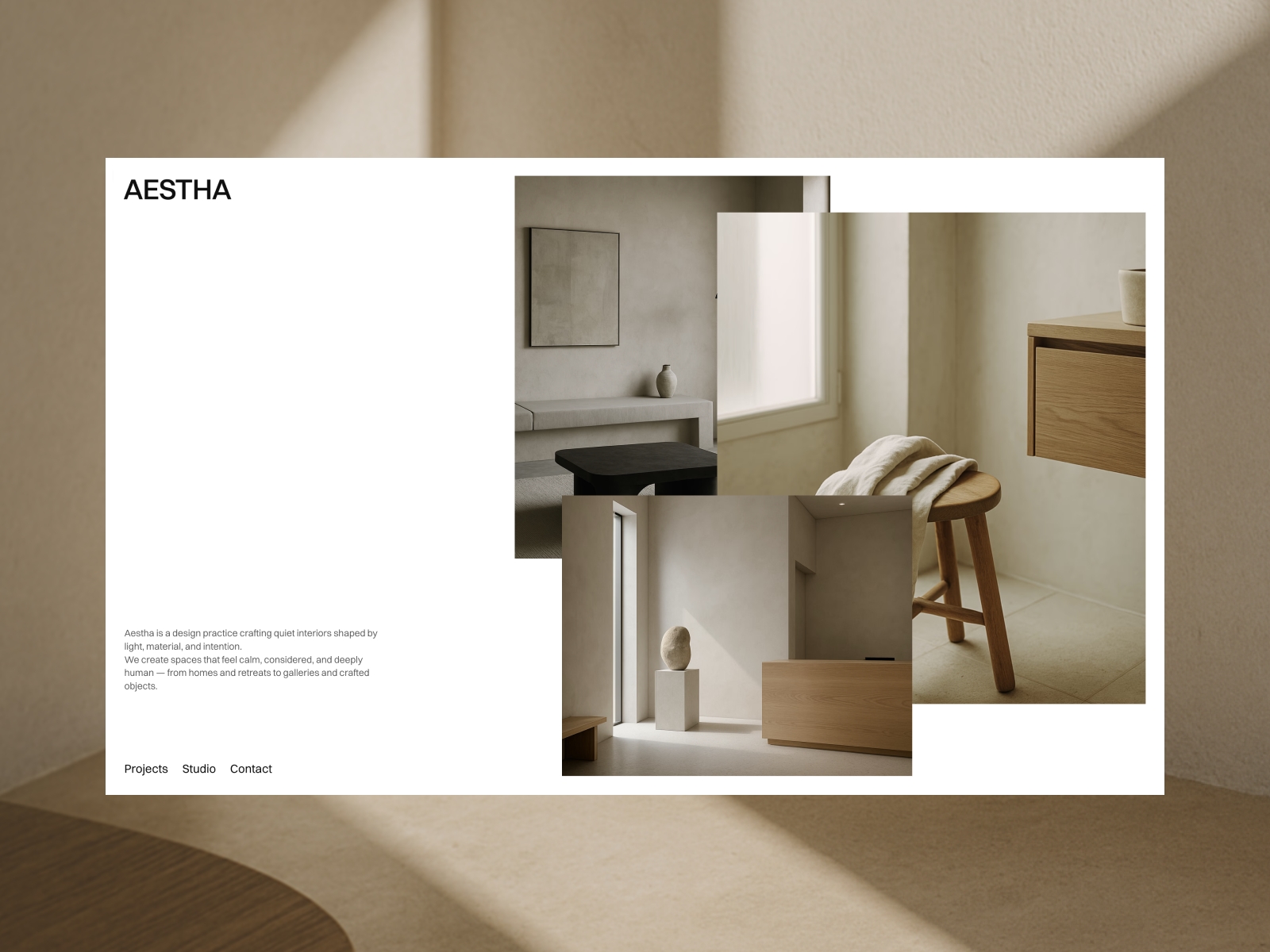 Screenshot of Aestha website