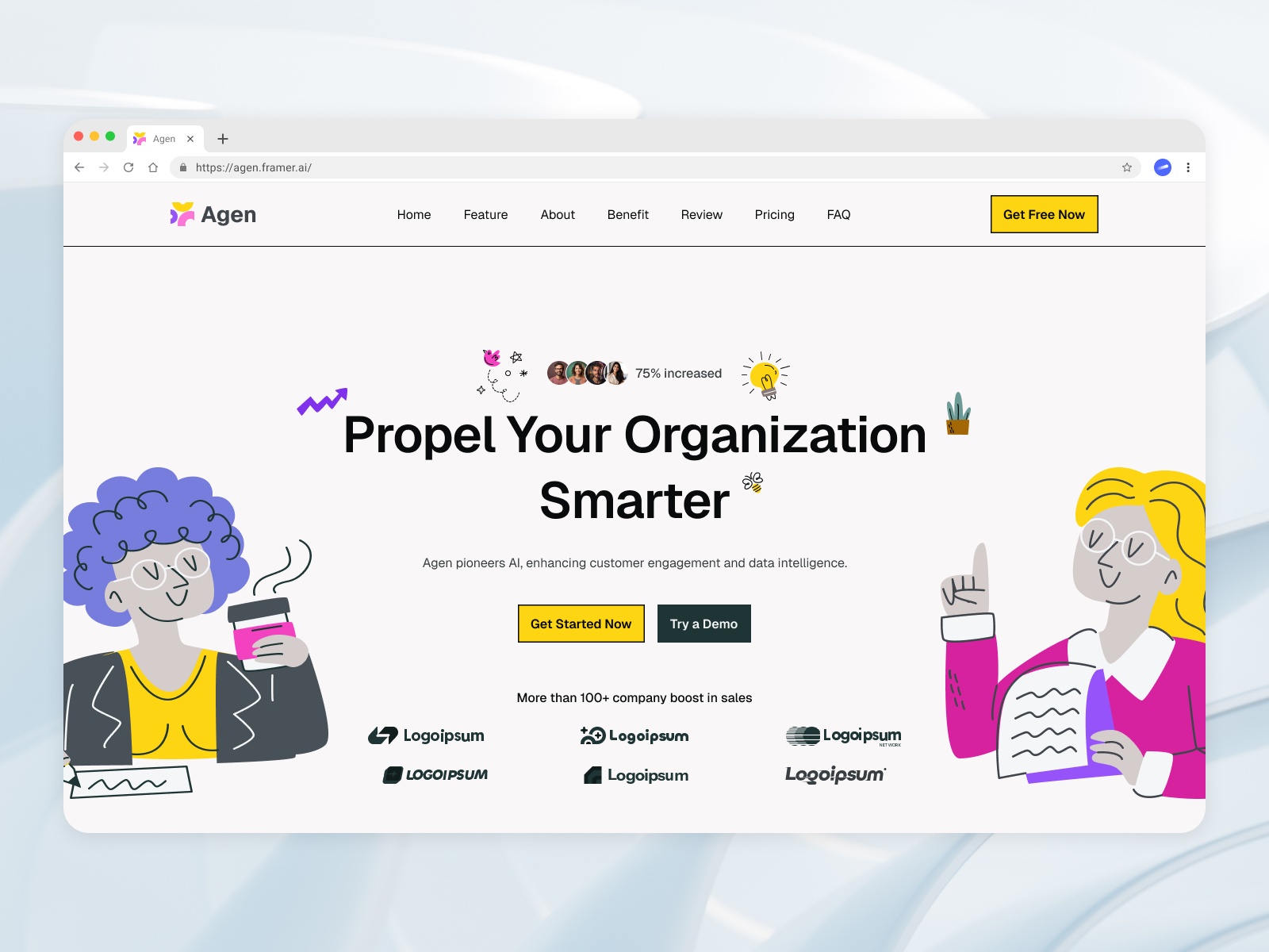 Screenshot of Agen website