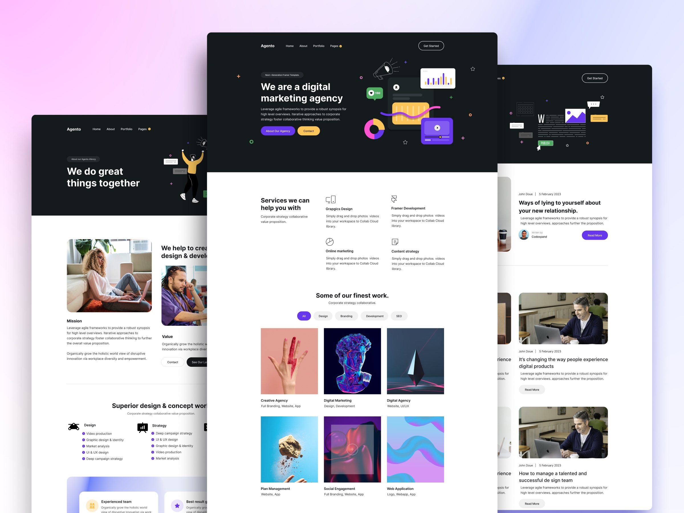 Screenshot of Agento website