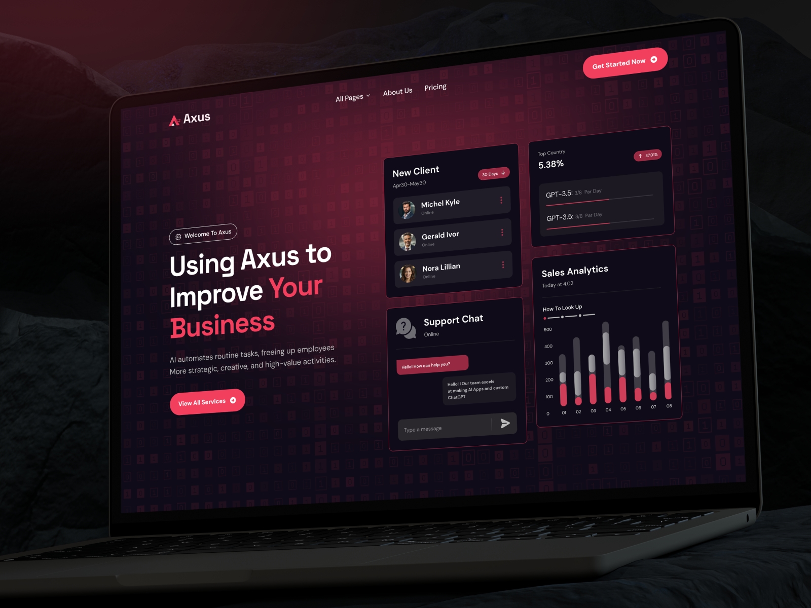 Screenshot of Ai axus website