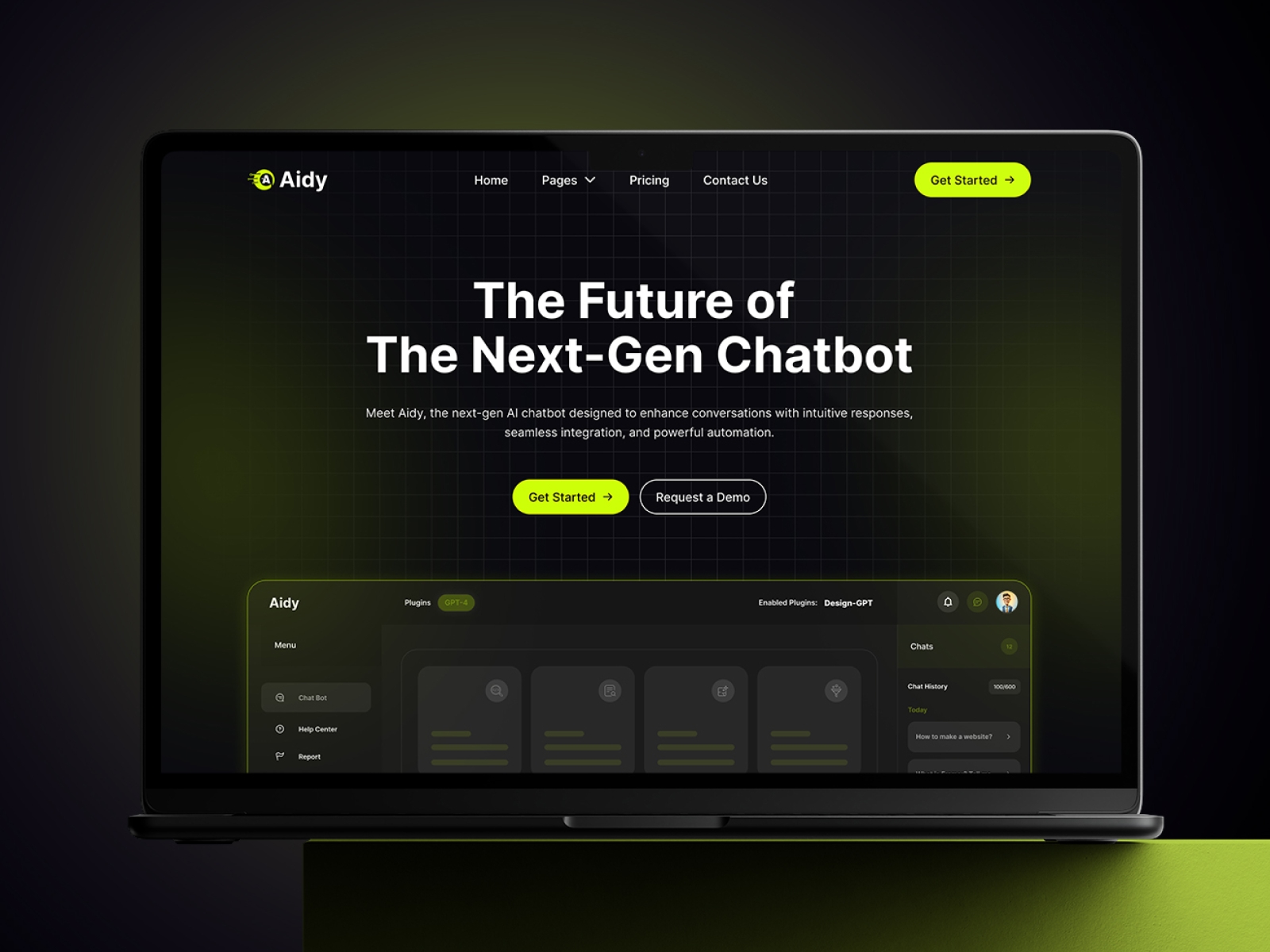 Screenshot of Aidy website