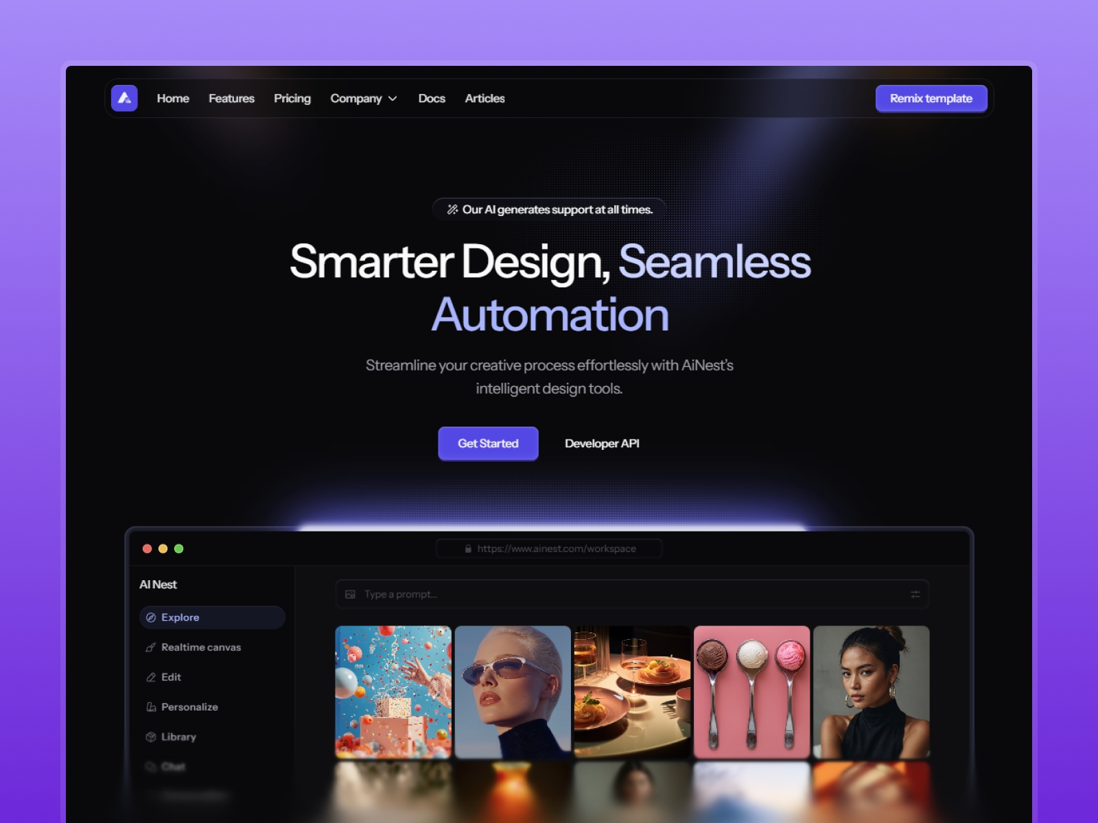 Screenshot of Ainest website