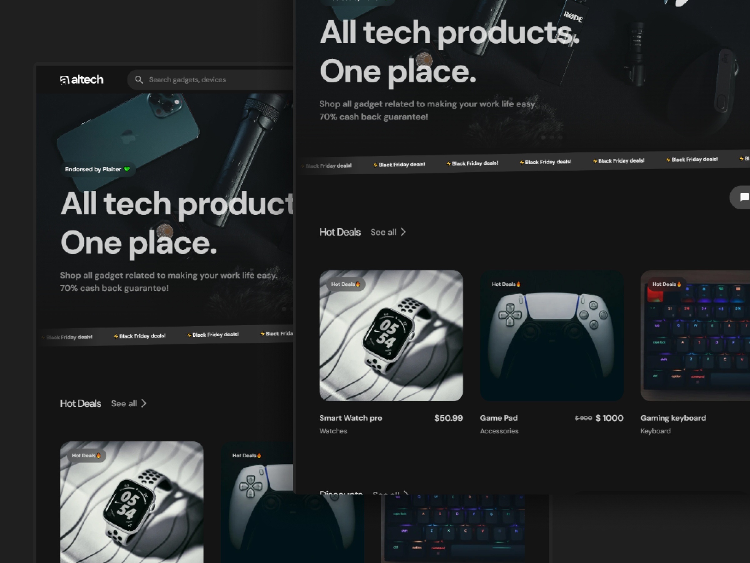 Screenshot of Altech website