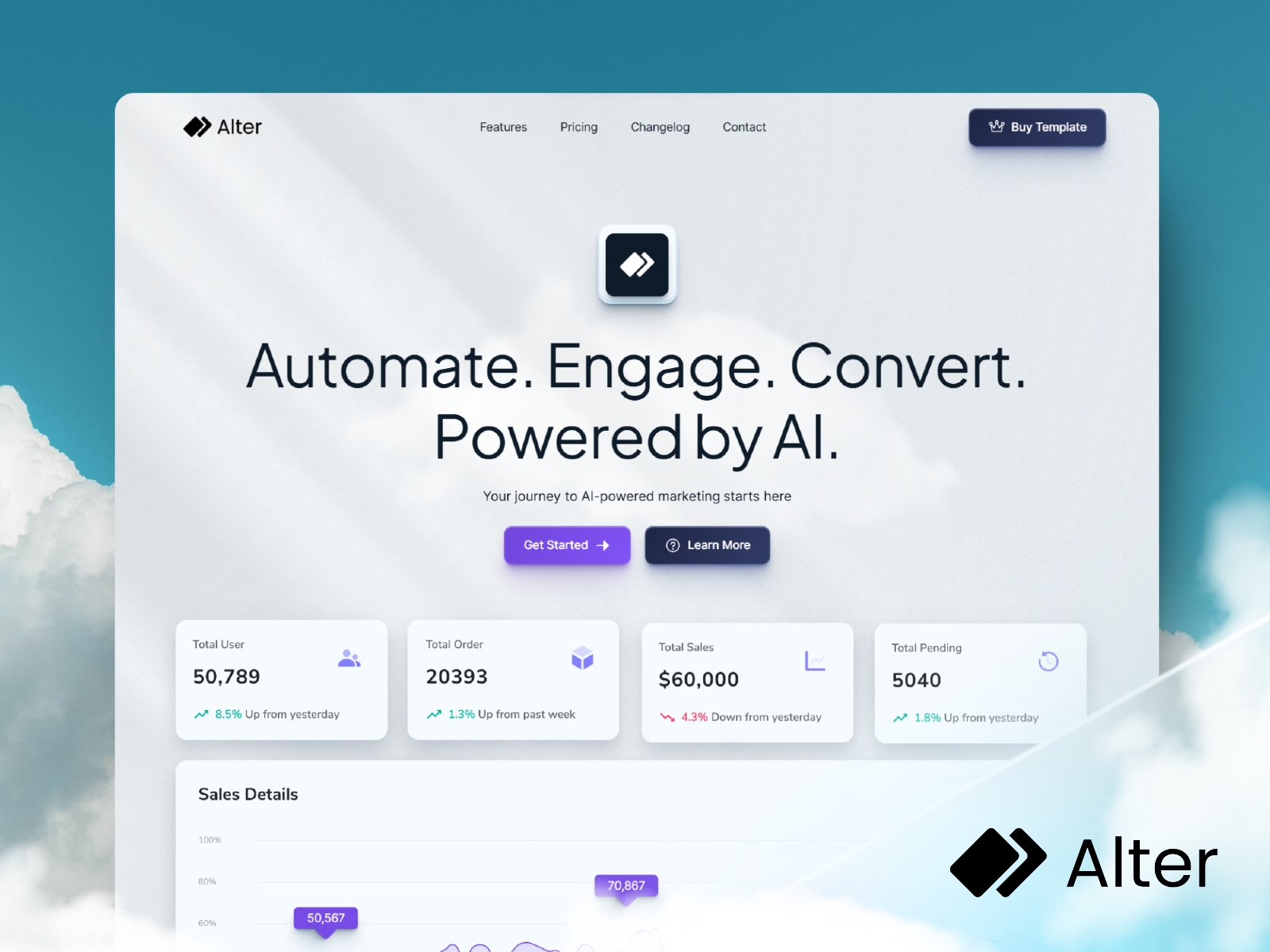 Screenshot of Alter website