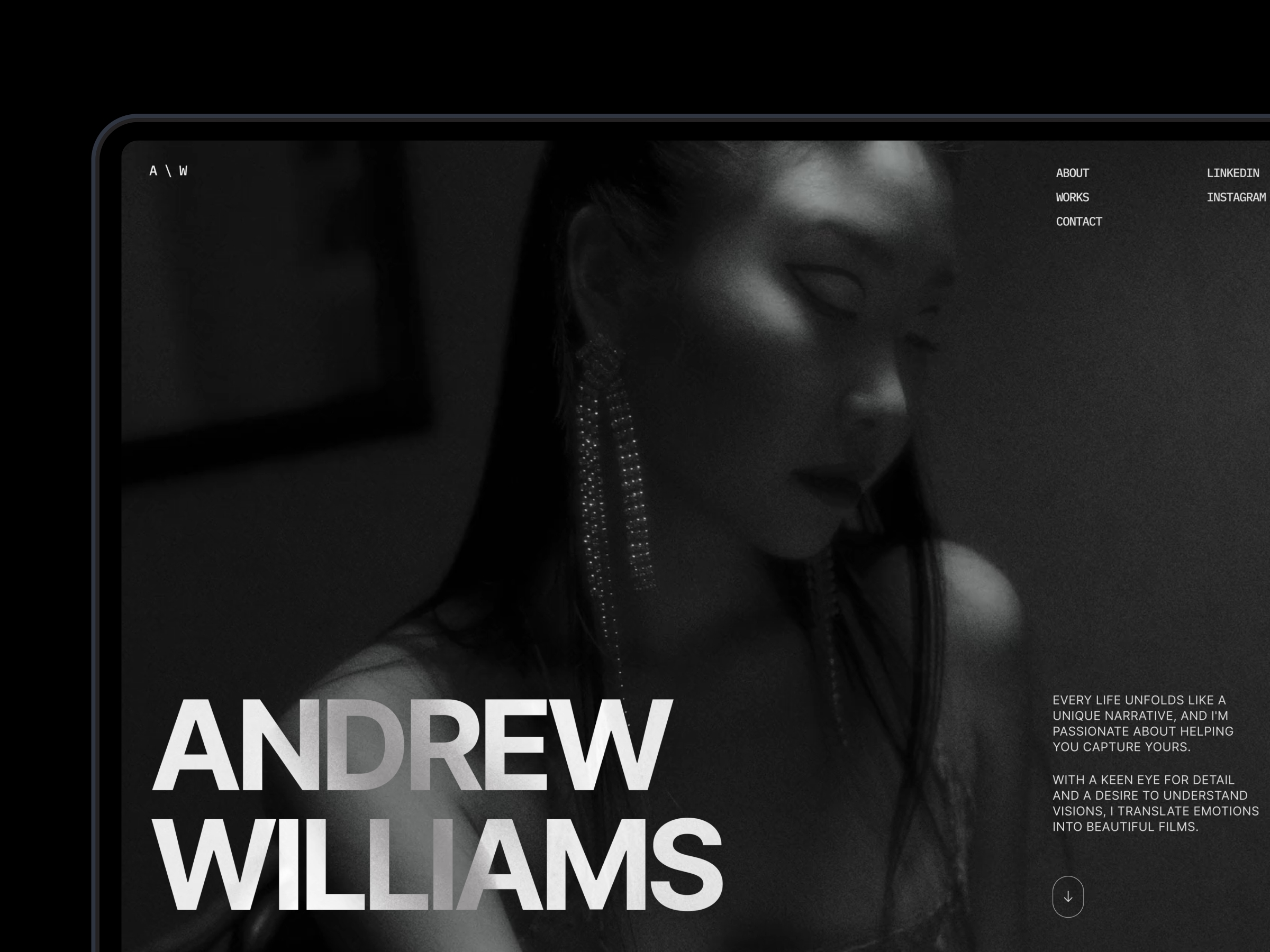 Screenshot of Andrew williams website