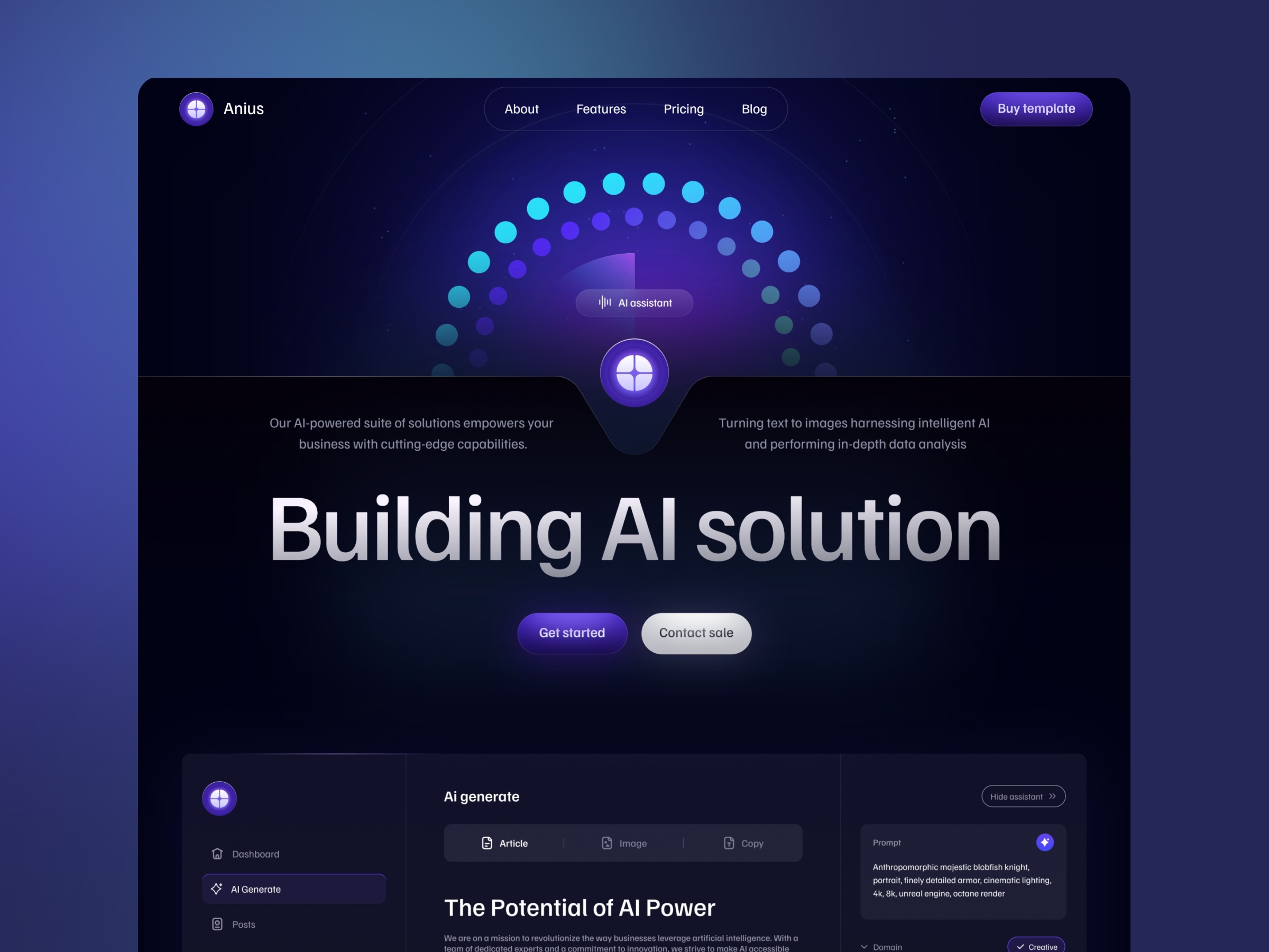 Screenshot of Anius website