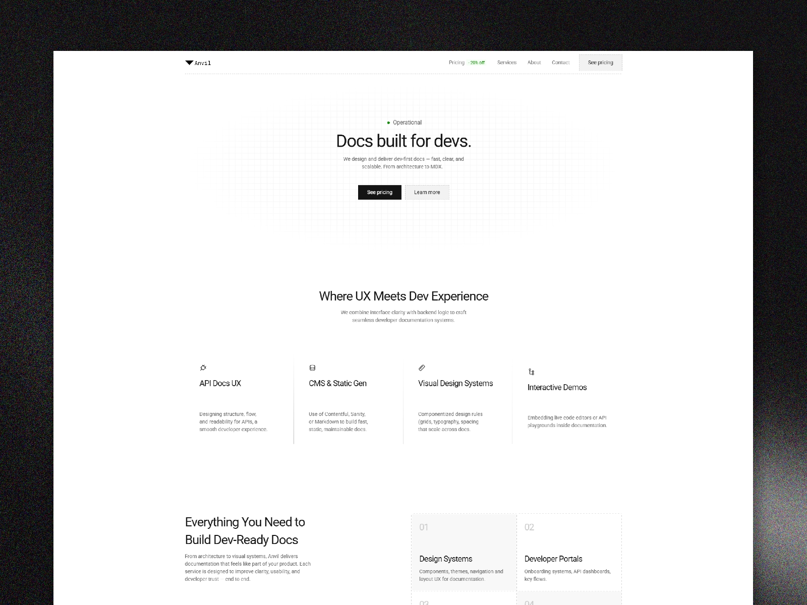 Screenshot of Anvill website