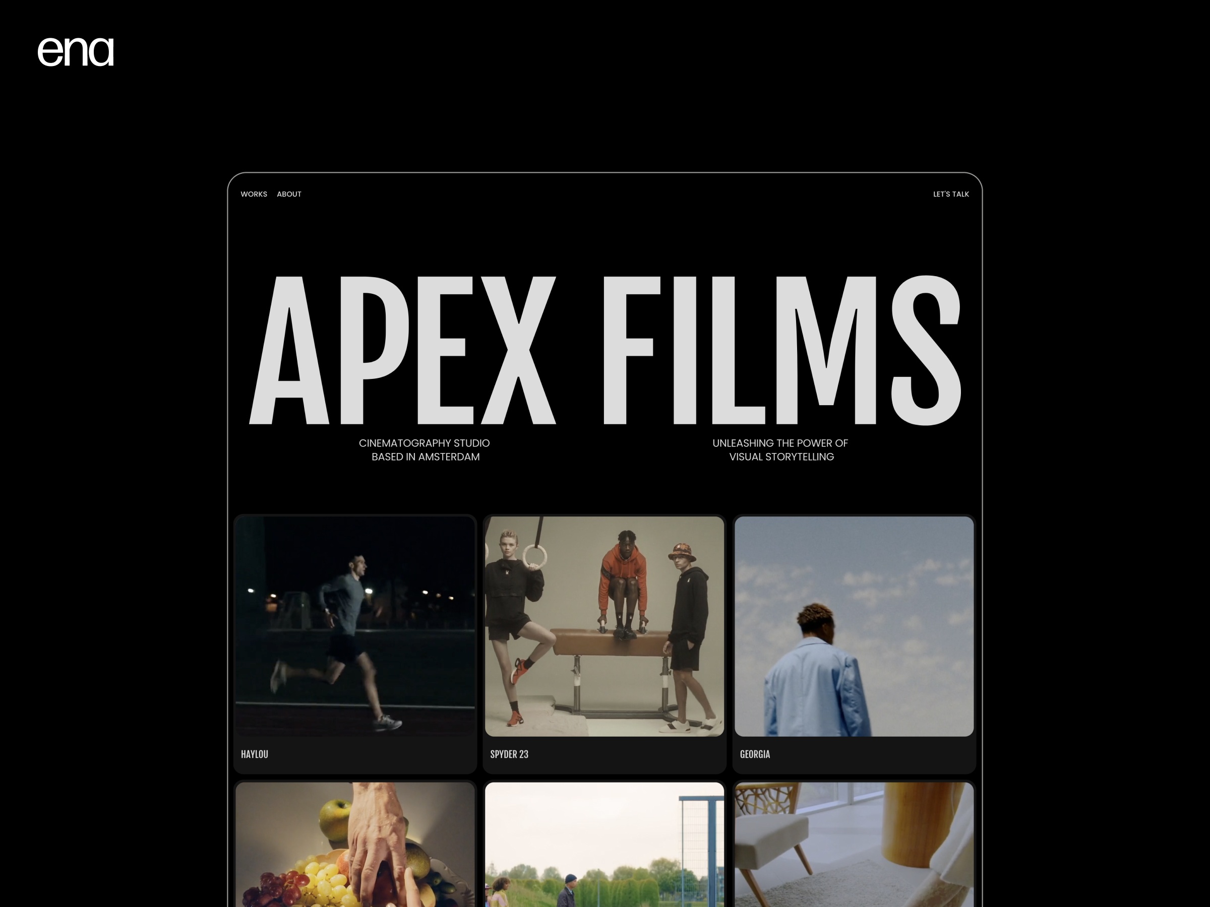 Screenshot of Apex films website