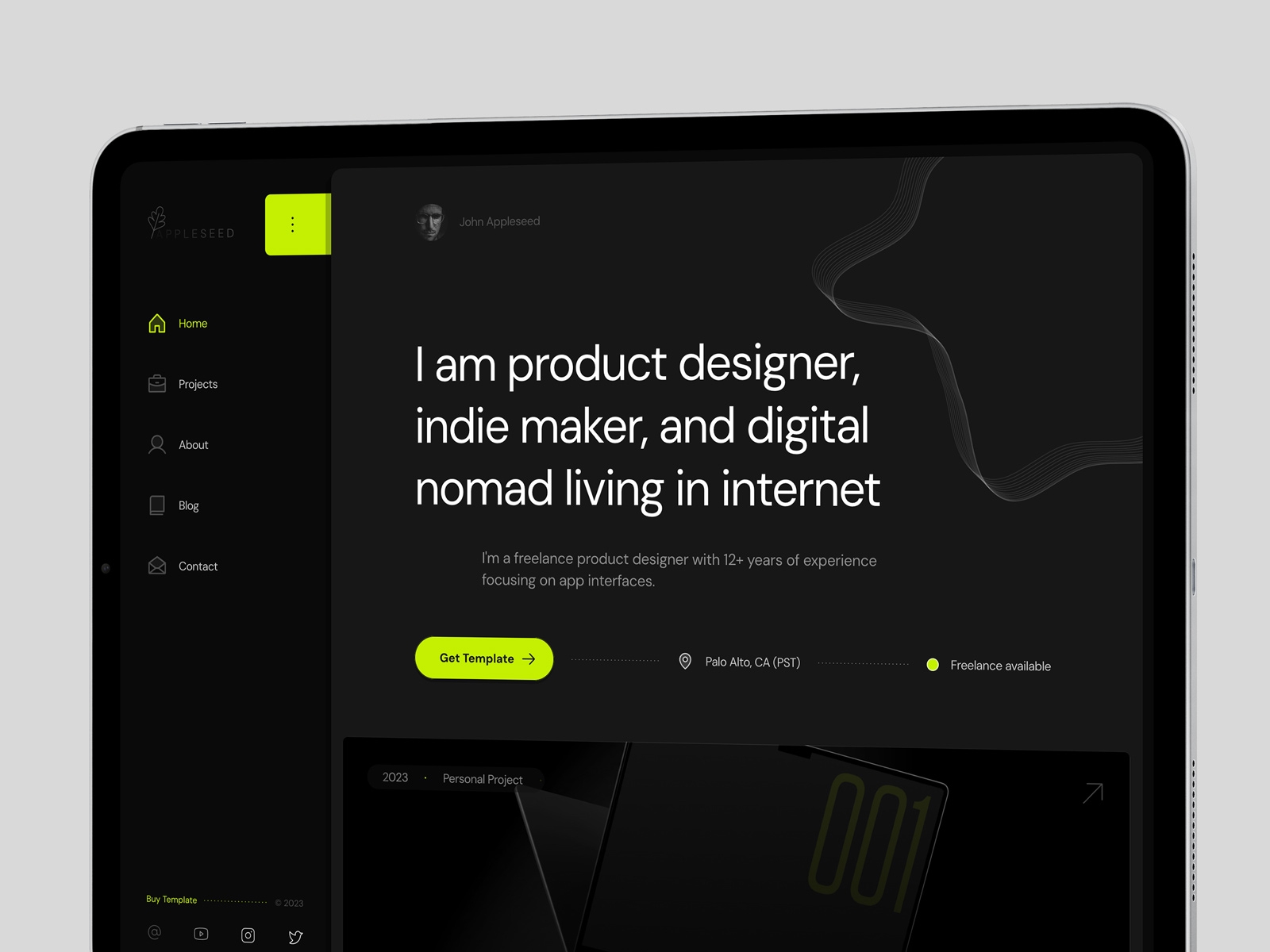 Screenshot of Appleseed website