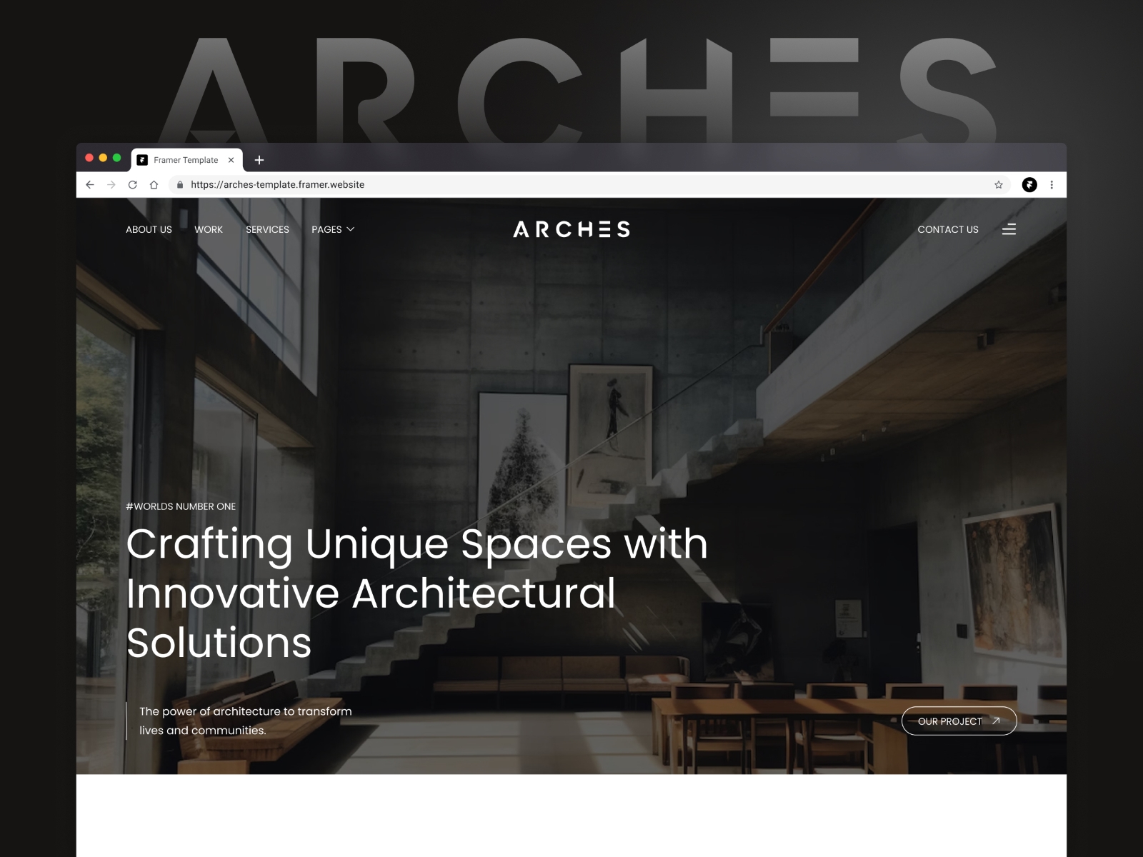 Screenshot of Arches website