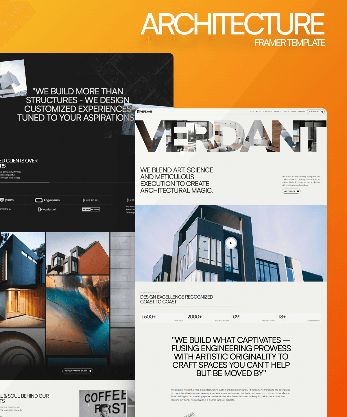 Screenshot of Architect architecture firm framer template website