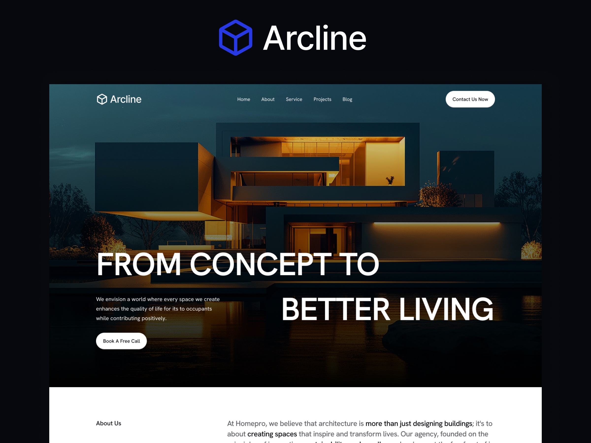 Screenshot of Arcline website