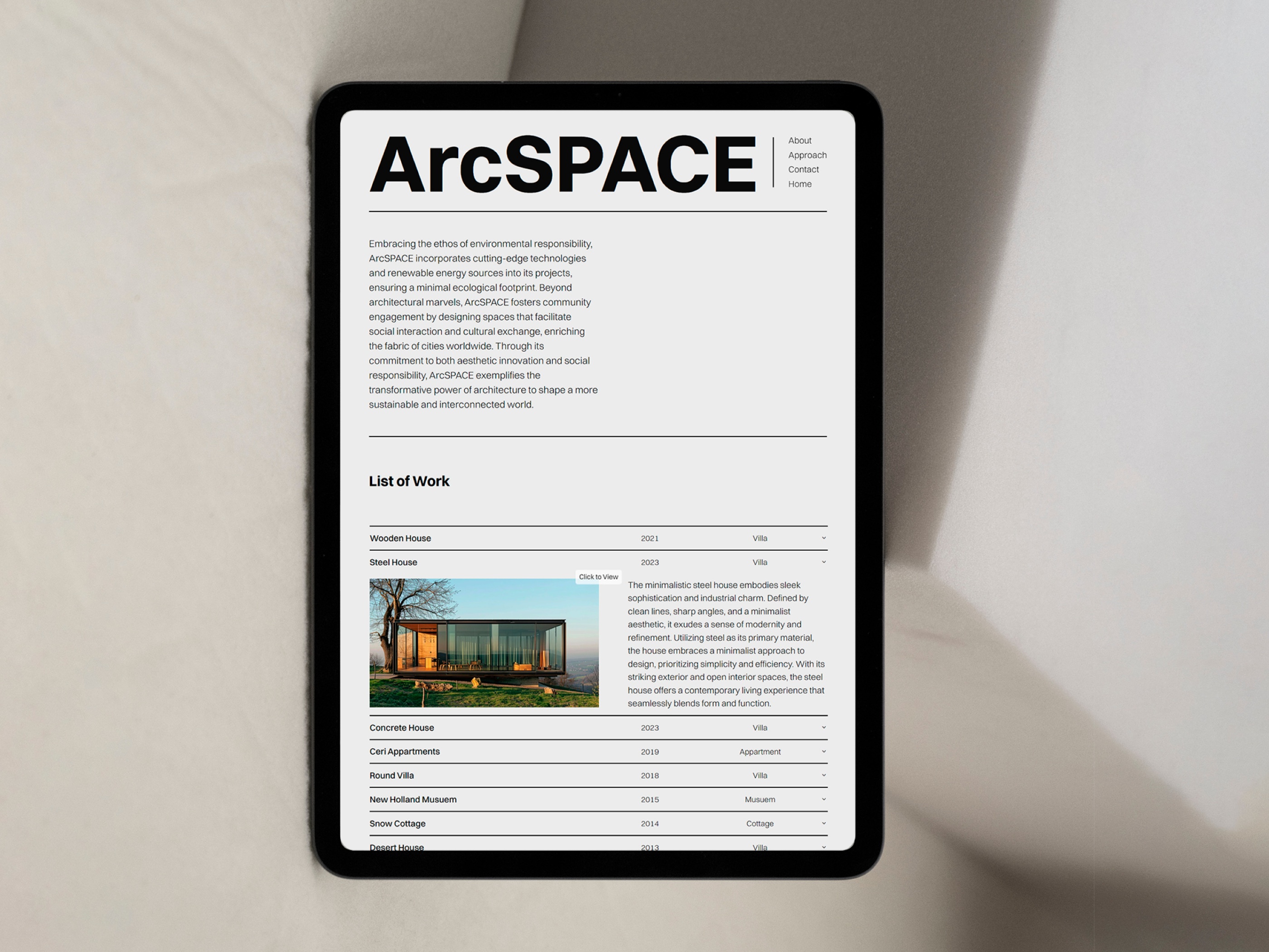 Screenshot of Arcspace website