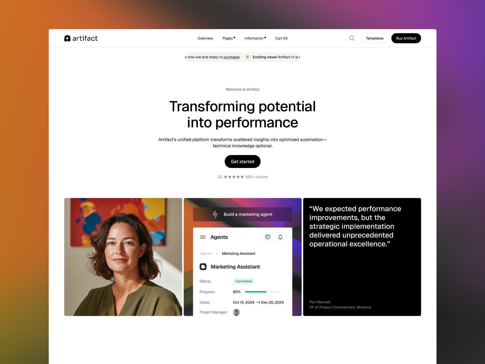 Screenshot of Artifactor website