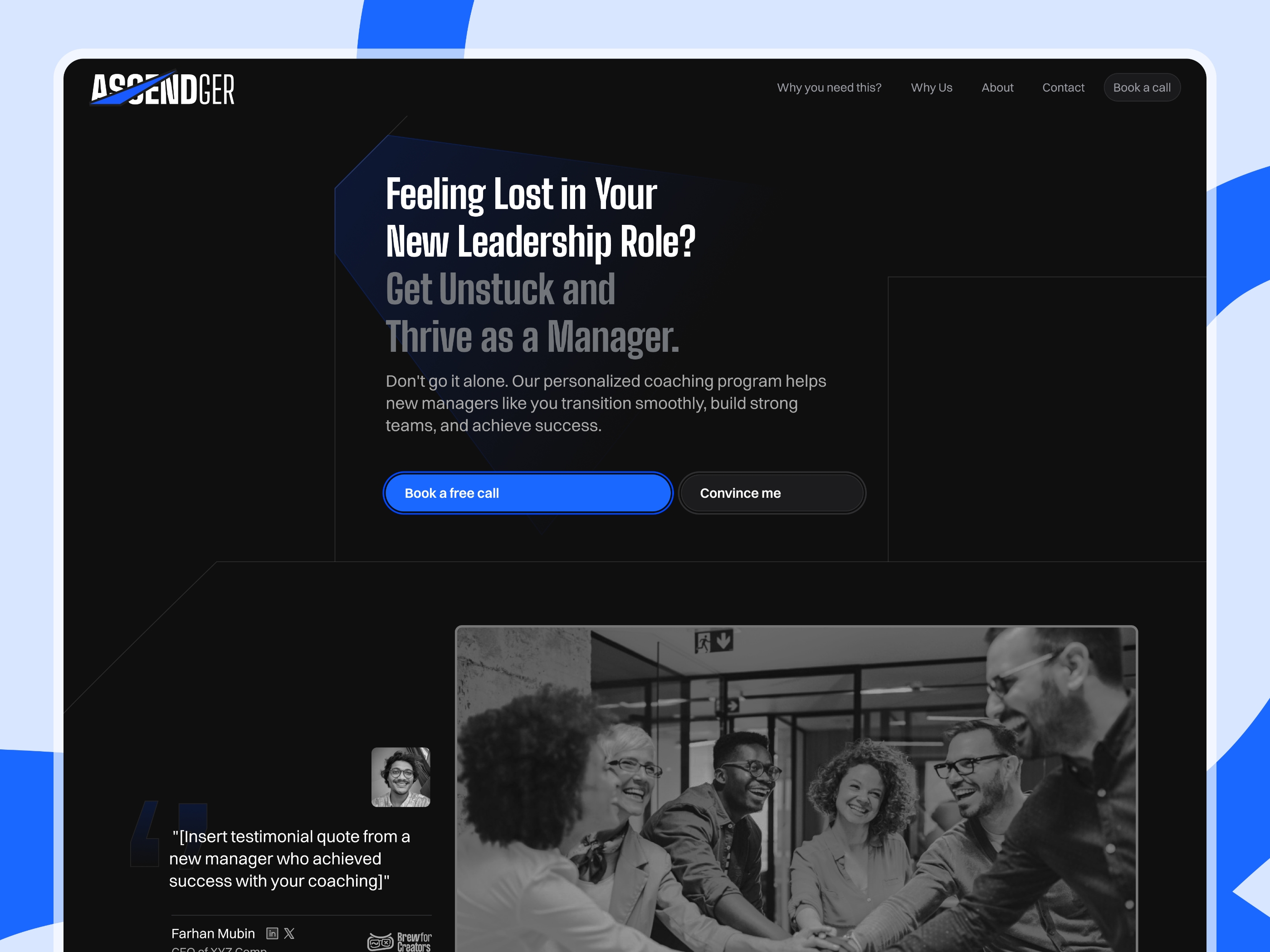 Screenshot of Ascendger website