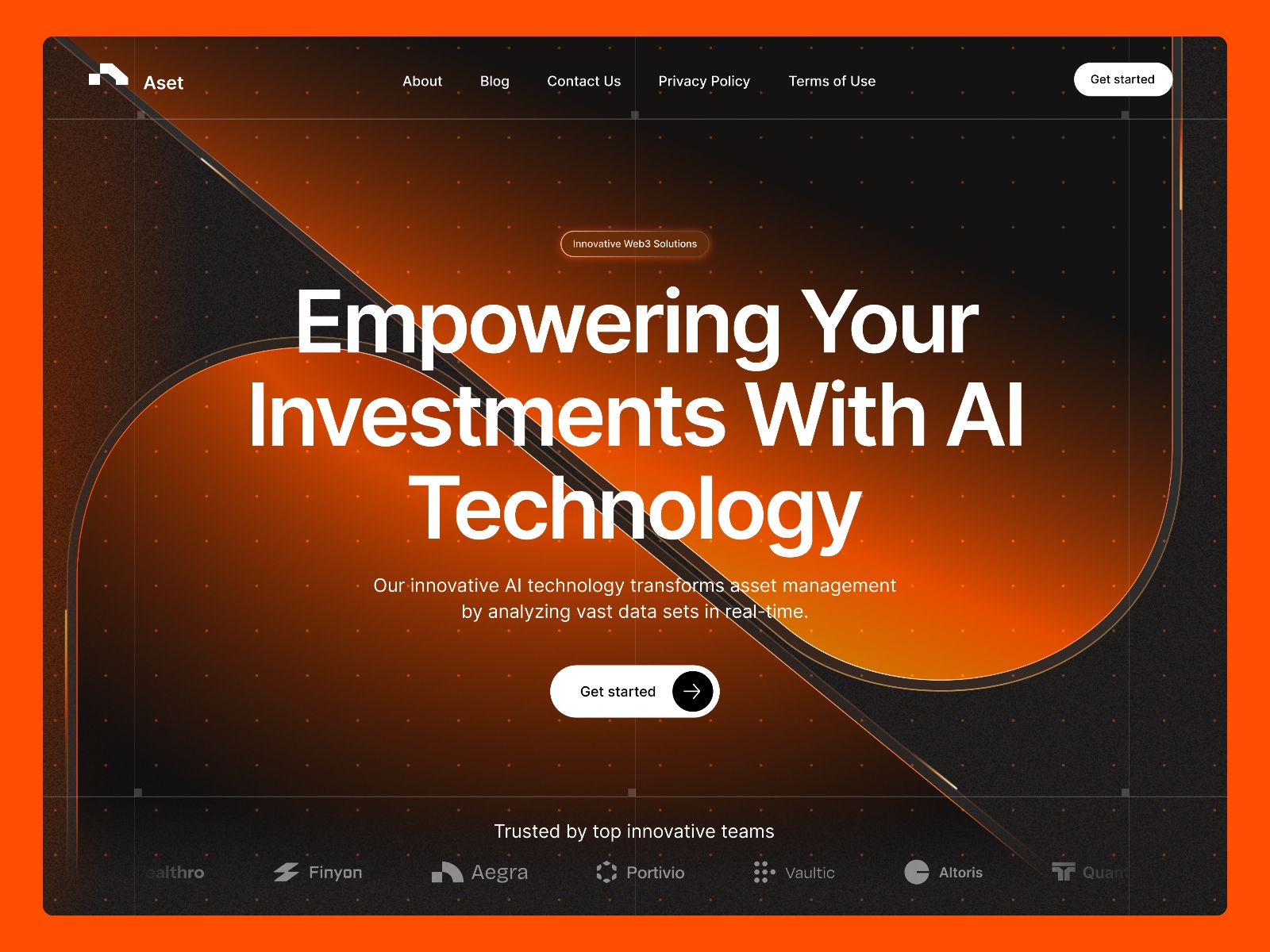 Screenshot of Aset website