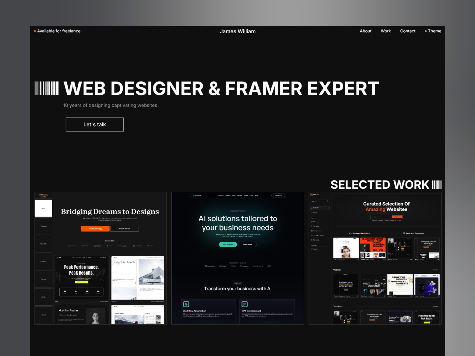 Screenshot of Ash minimalist portfolio template website