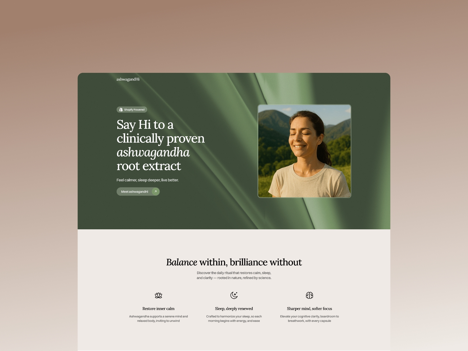 Screenshot of Ashwagandhi website