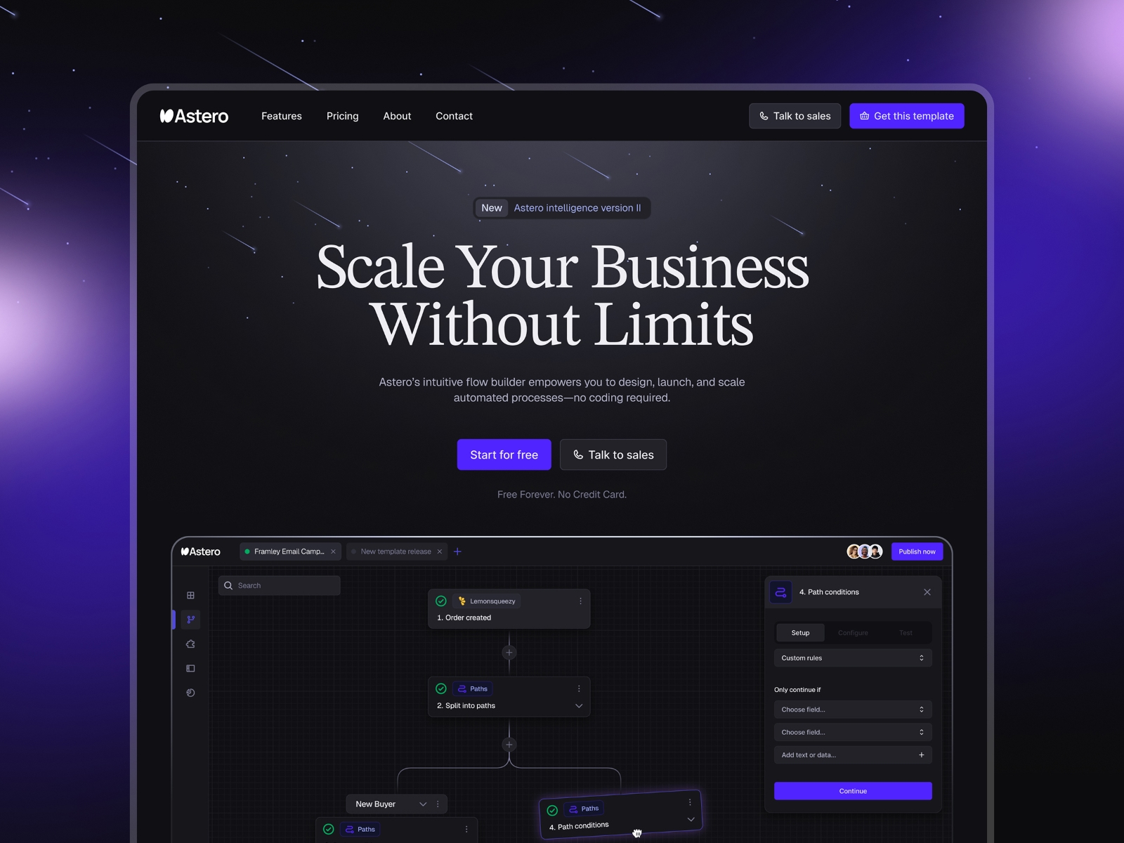 Screenshot of Astero website