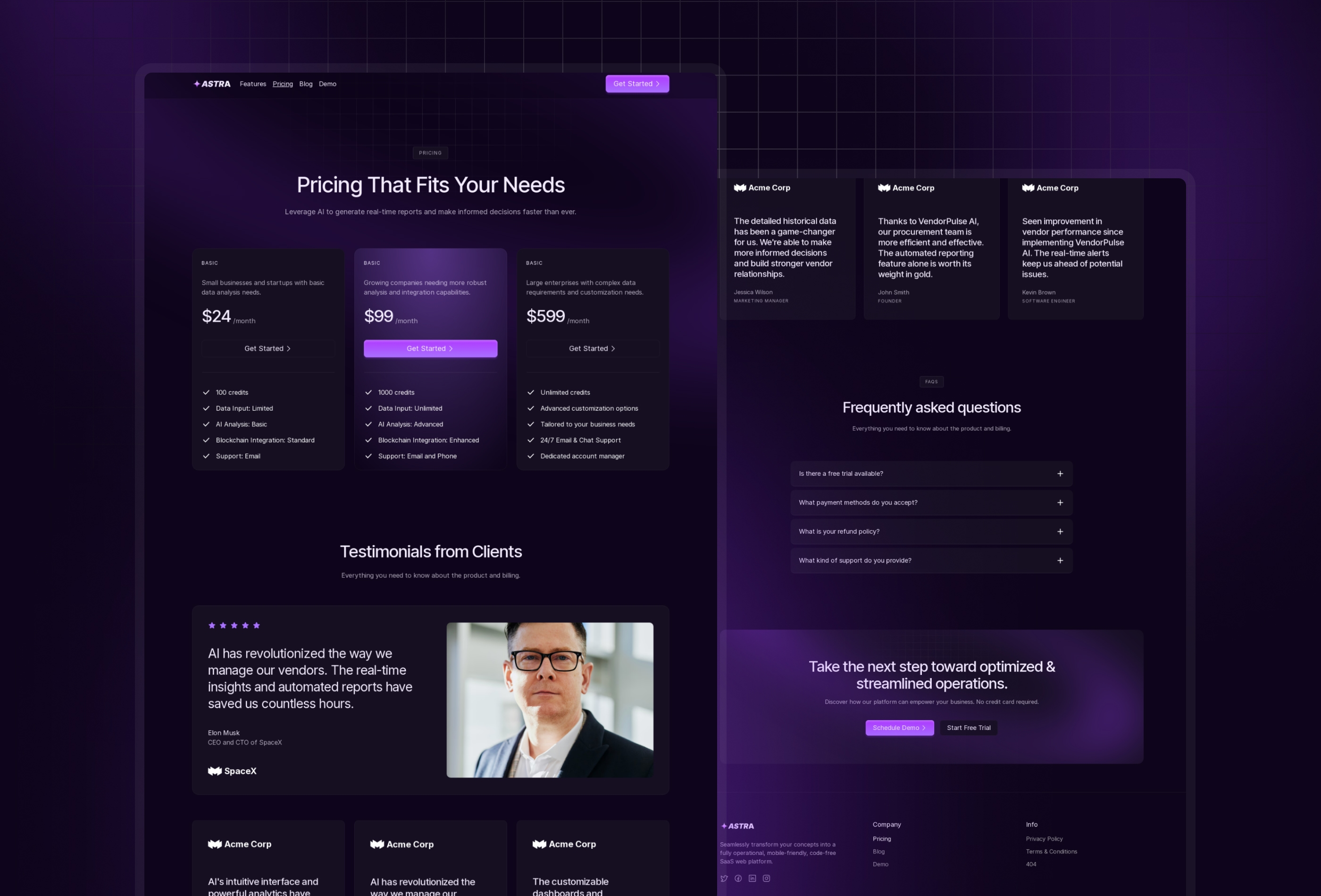 Screenshot 3 of Astra ai saas startup framer template