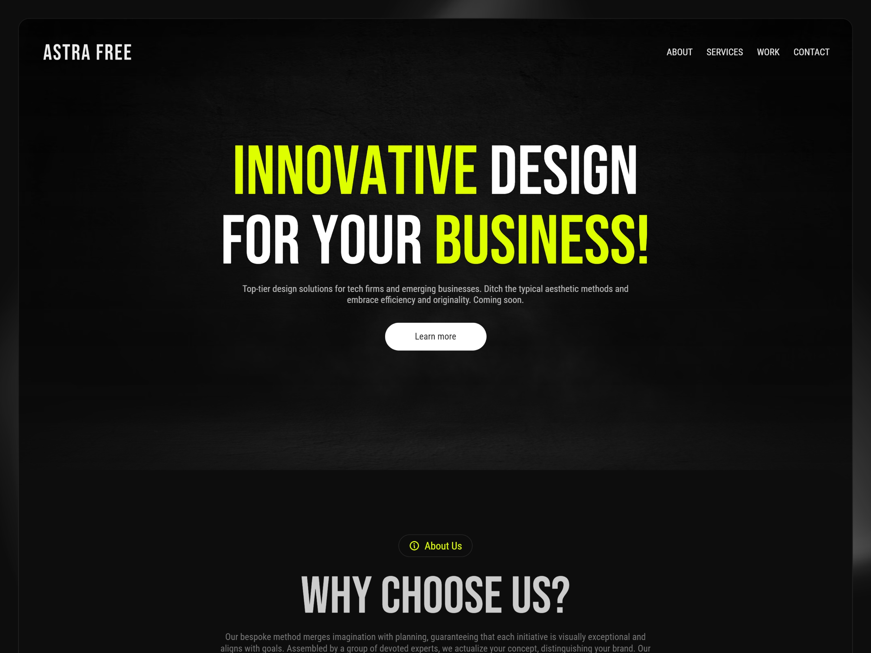 Screenshot of Astra free creative professional website website