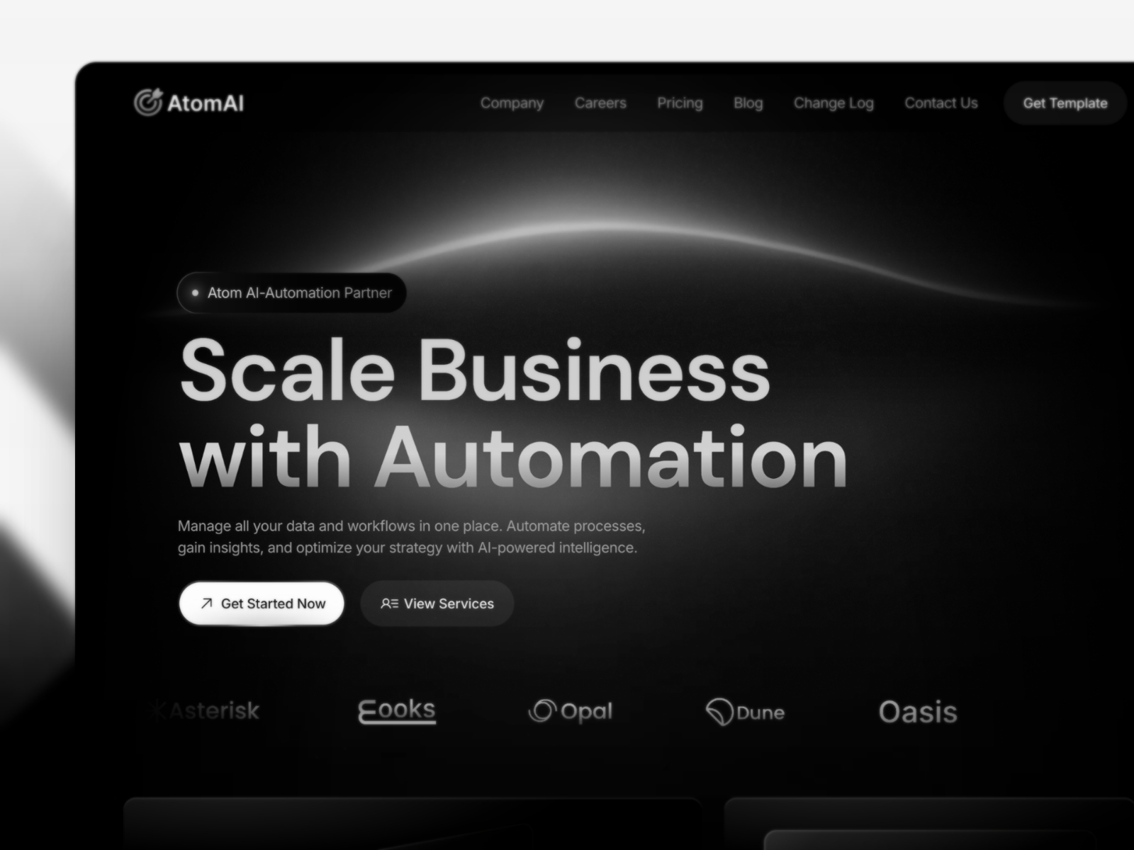 Screenshot of Atomai website