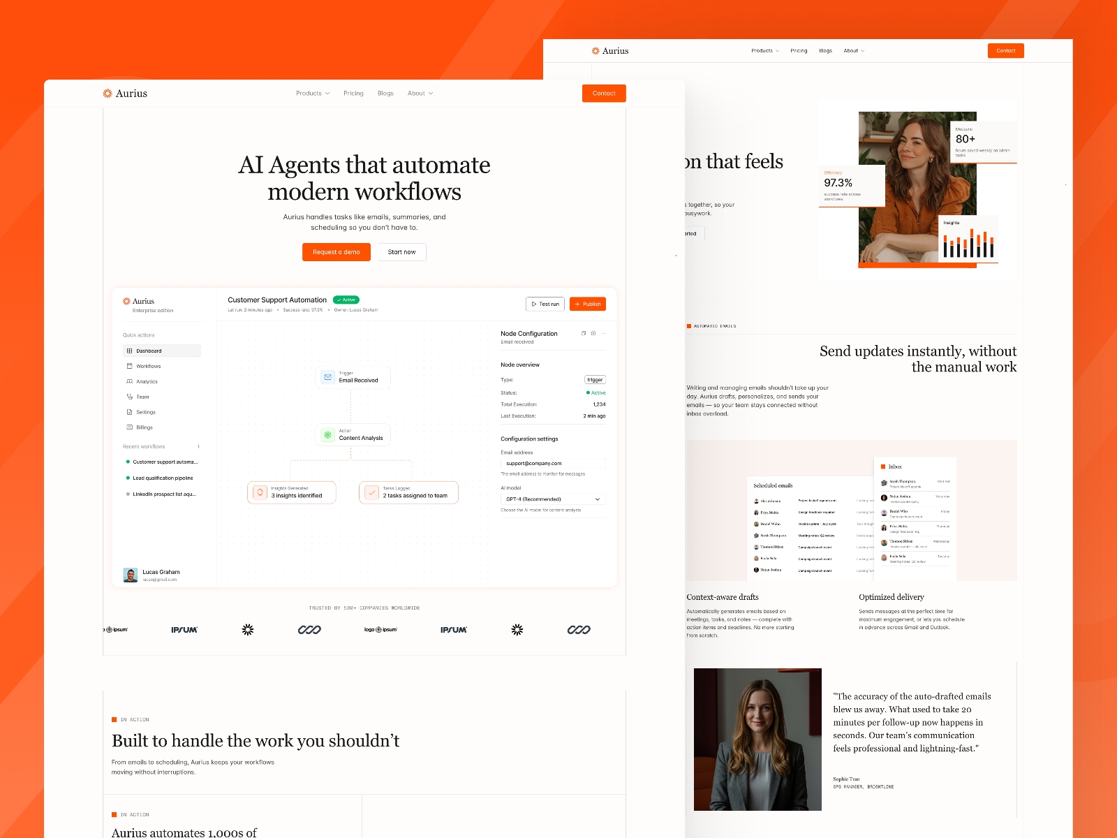 Screenshot of Aurius website
