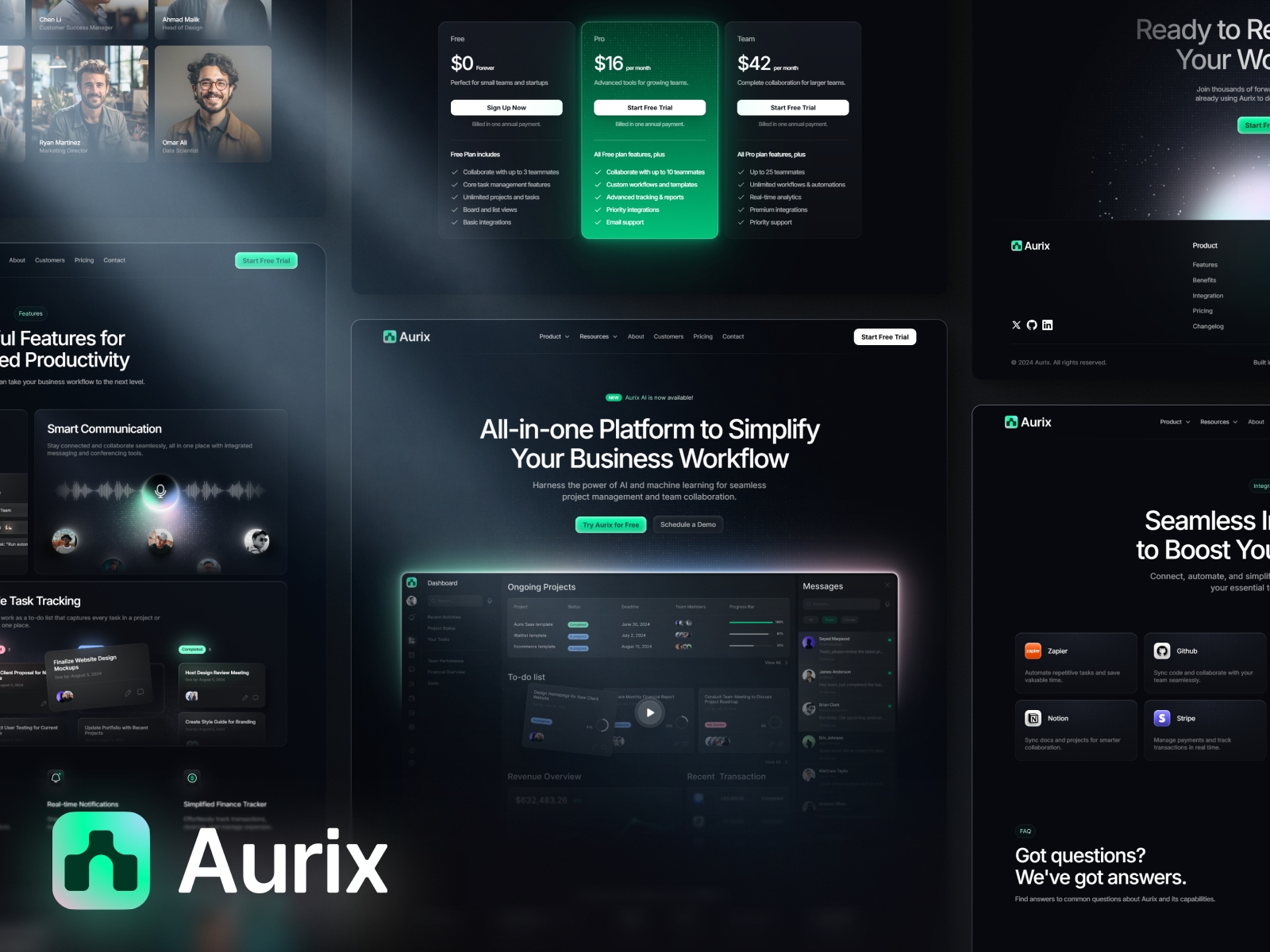 Screenshot of Aurix website