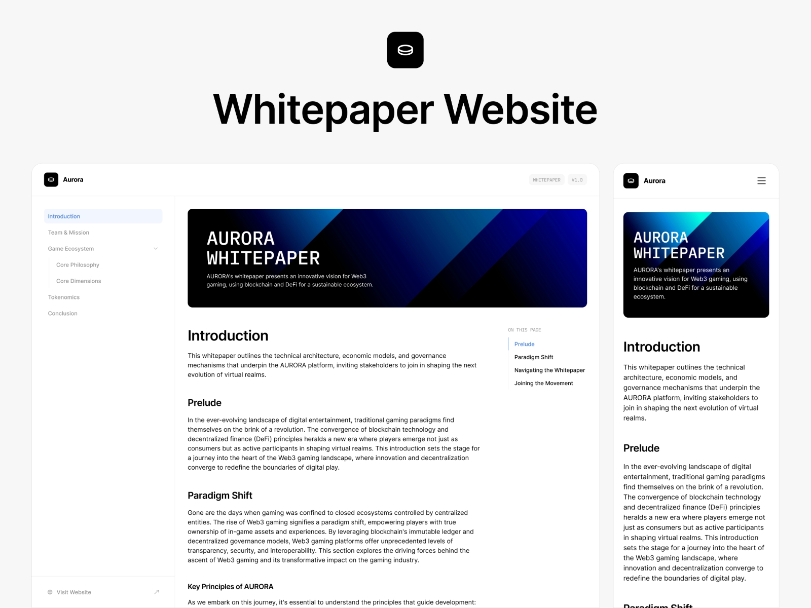 Screenshot 2 of Aurora docs