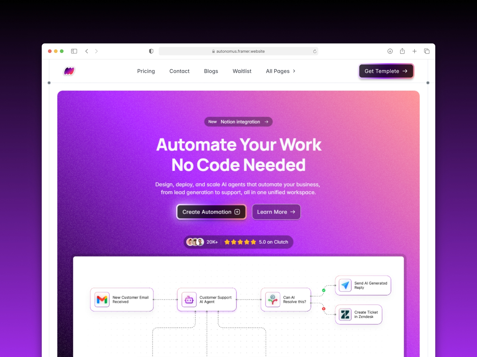 Screenshot of Autonomus website