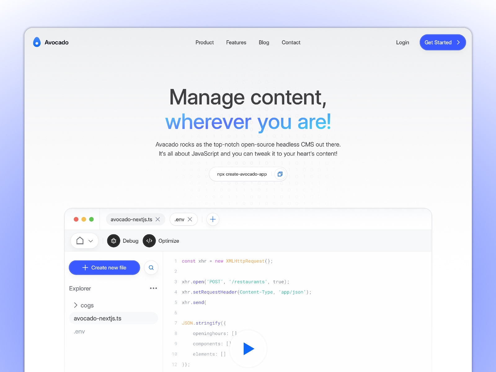 Screenshot of Avocado website