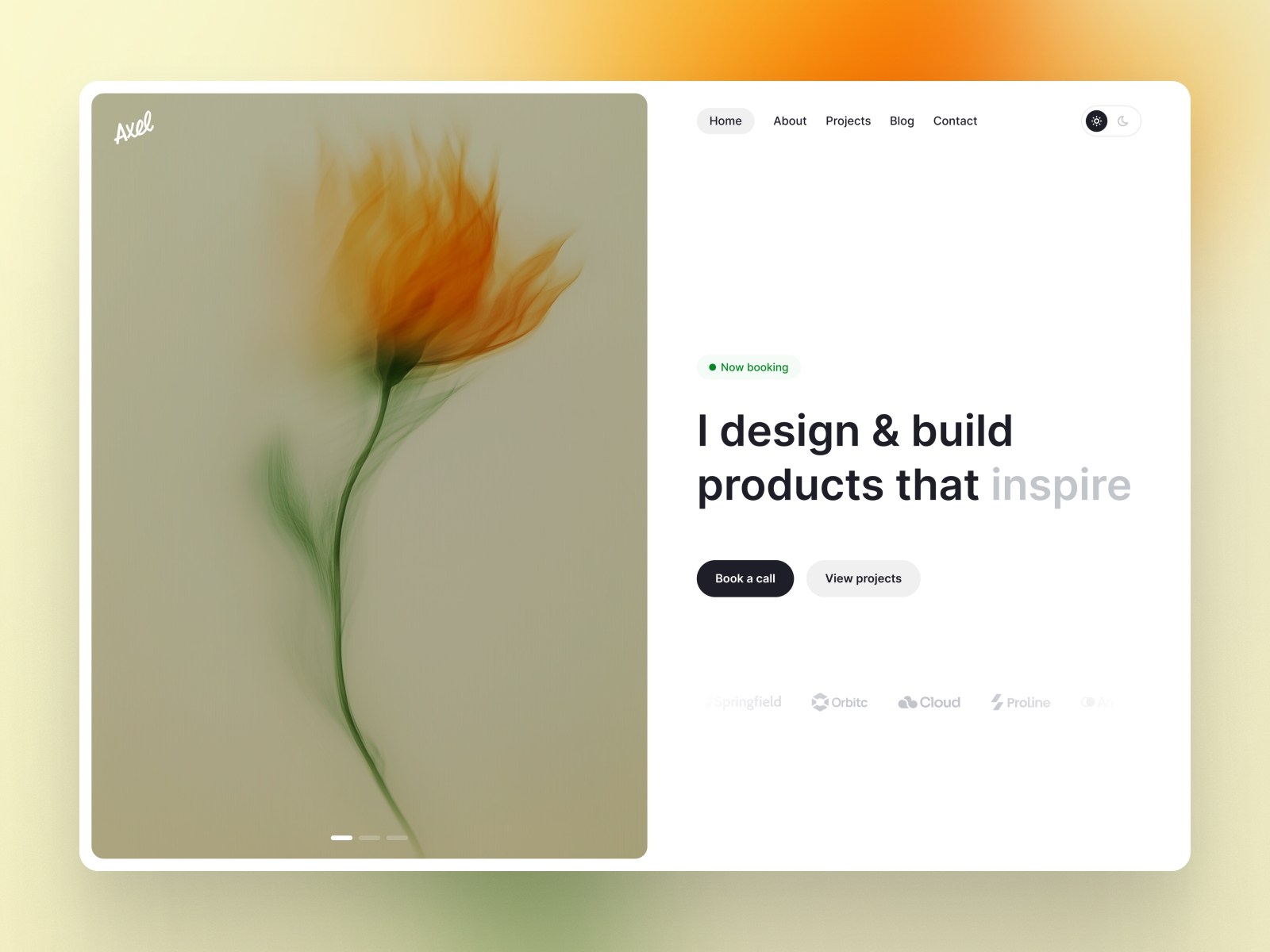 Screenshot of Axel website