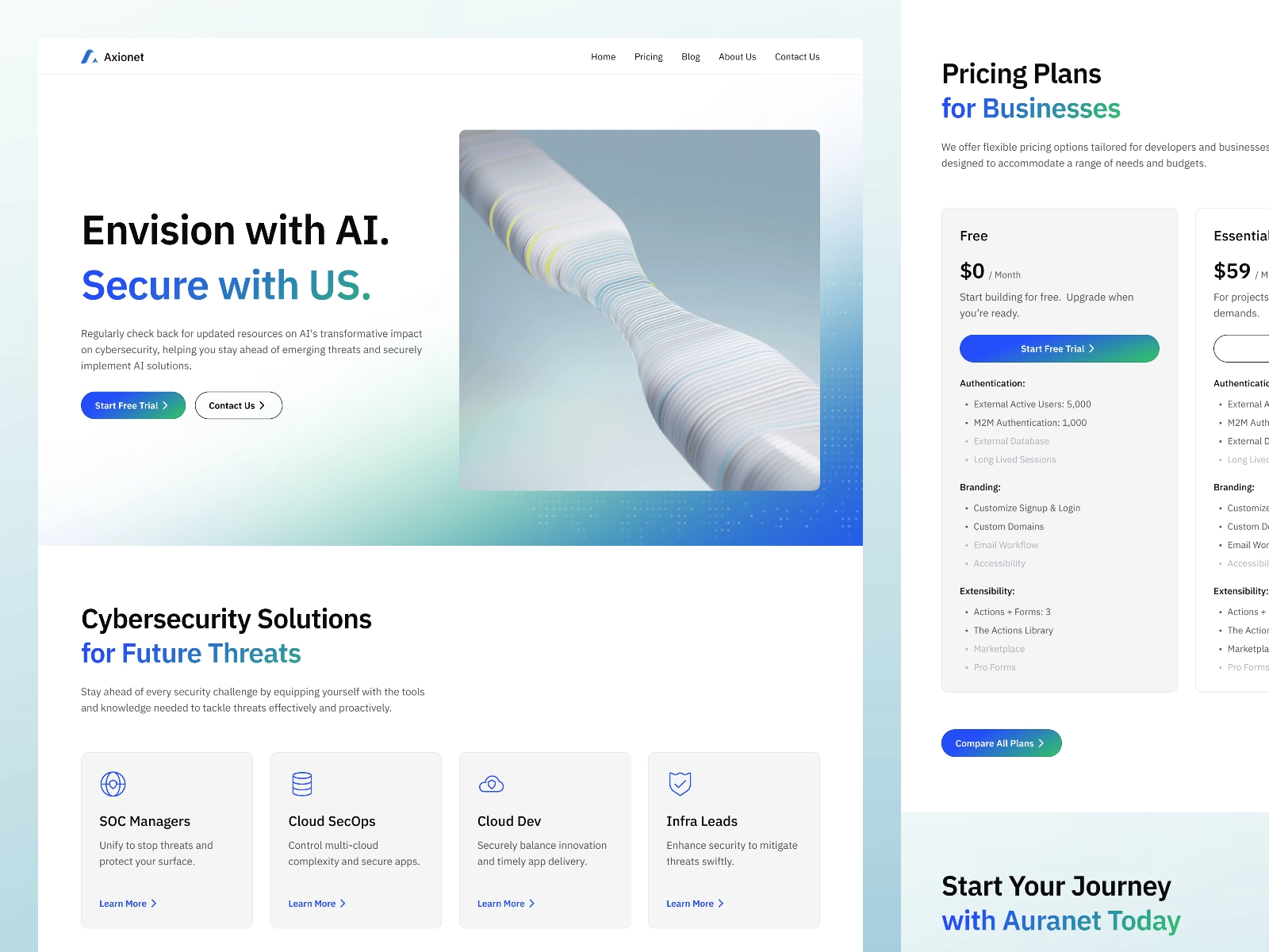 Screenshot of Axionet website