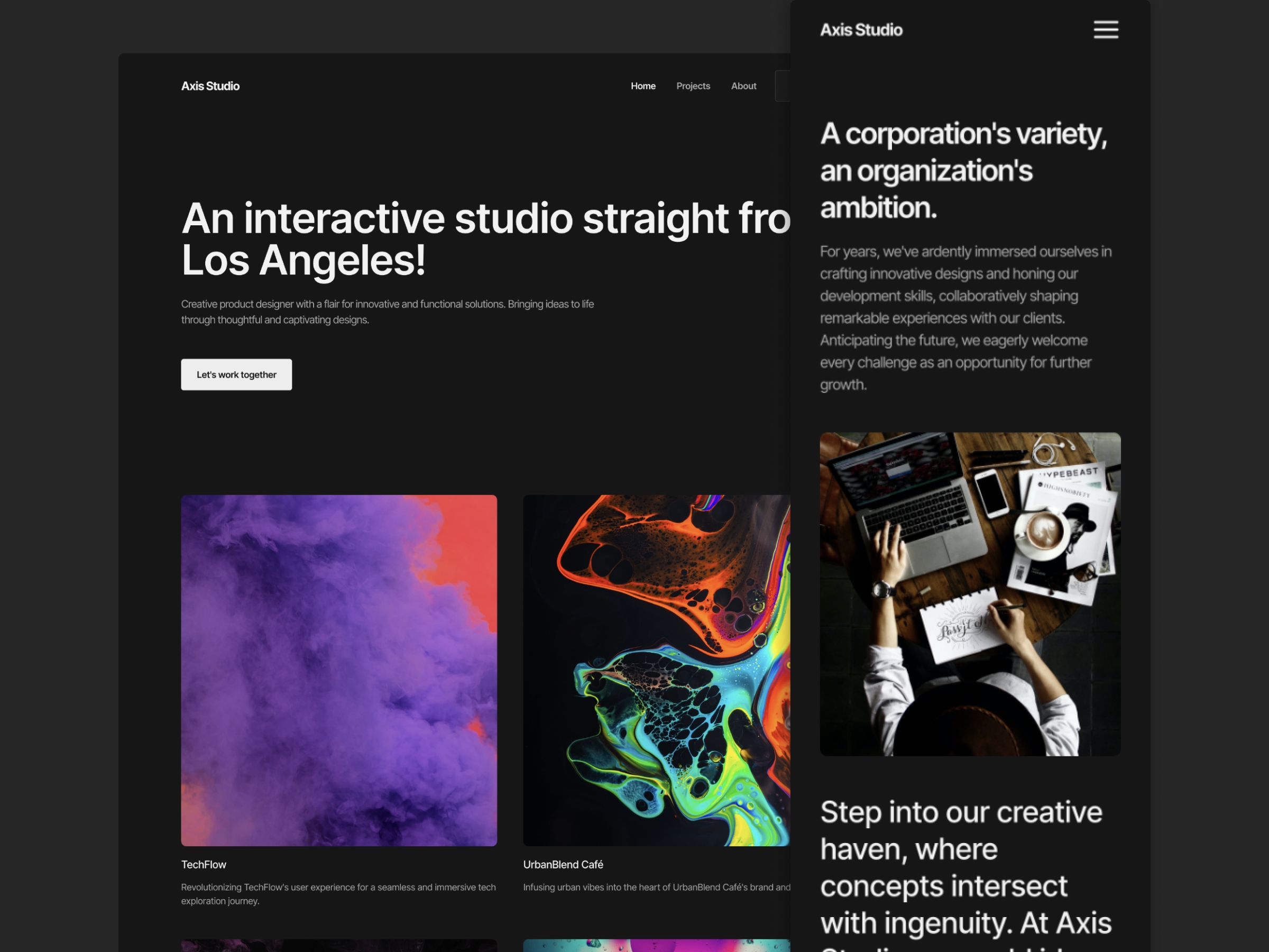 Screenshot of Axis website