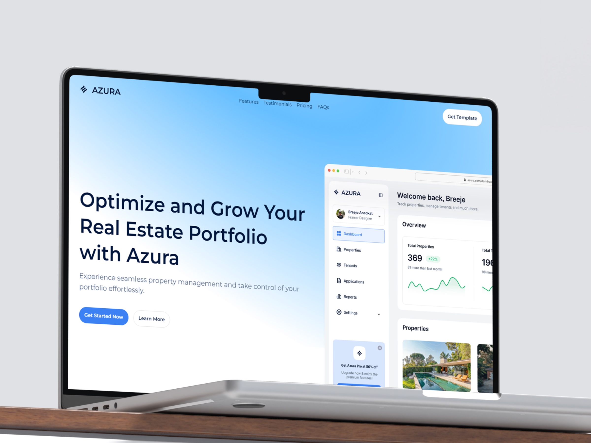 Screenshot of Azura website