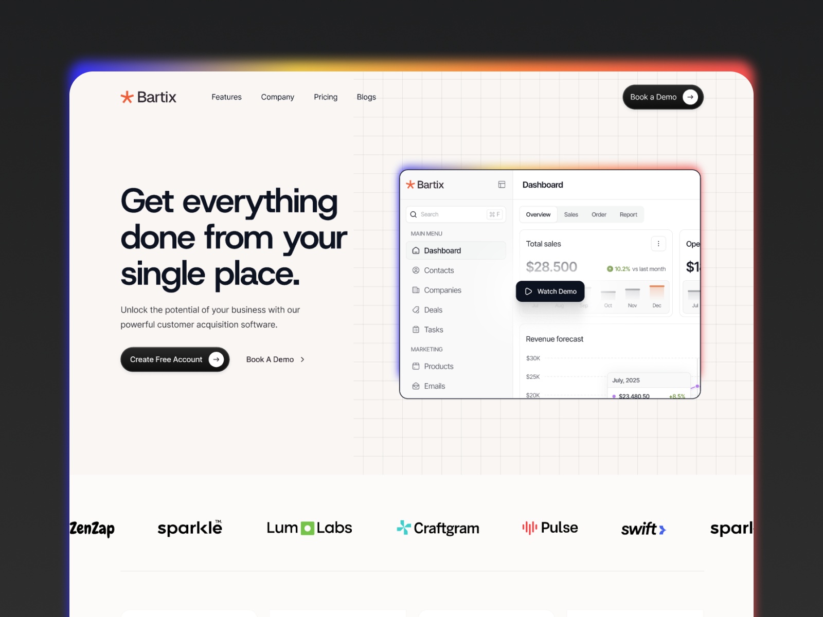 Screenshot of Bartix website