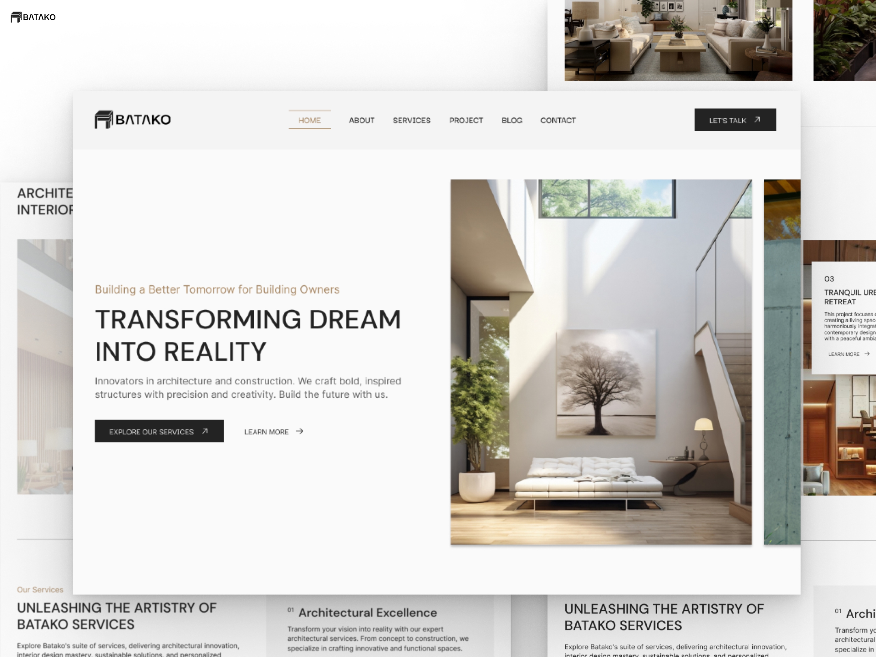 Screenshot of Batako architecture interior design website website