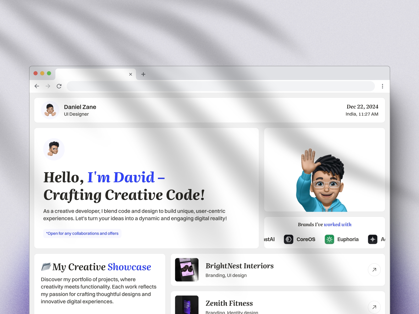 Screenshot of Bentfolio website