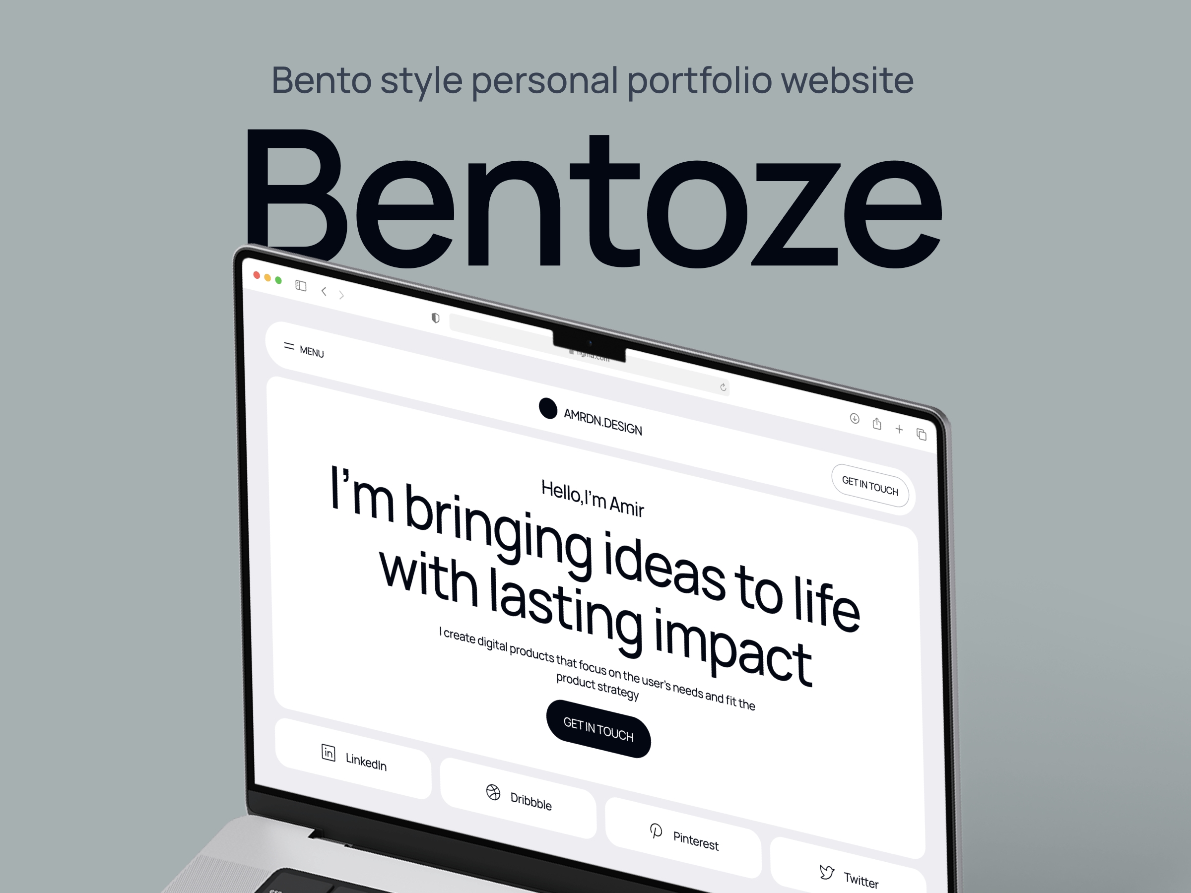 Screenshot of Bentoze bento style portfolio website website