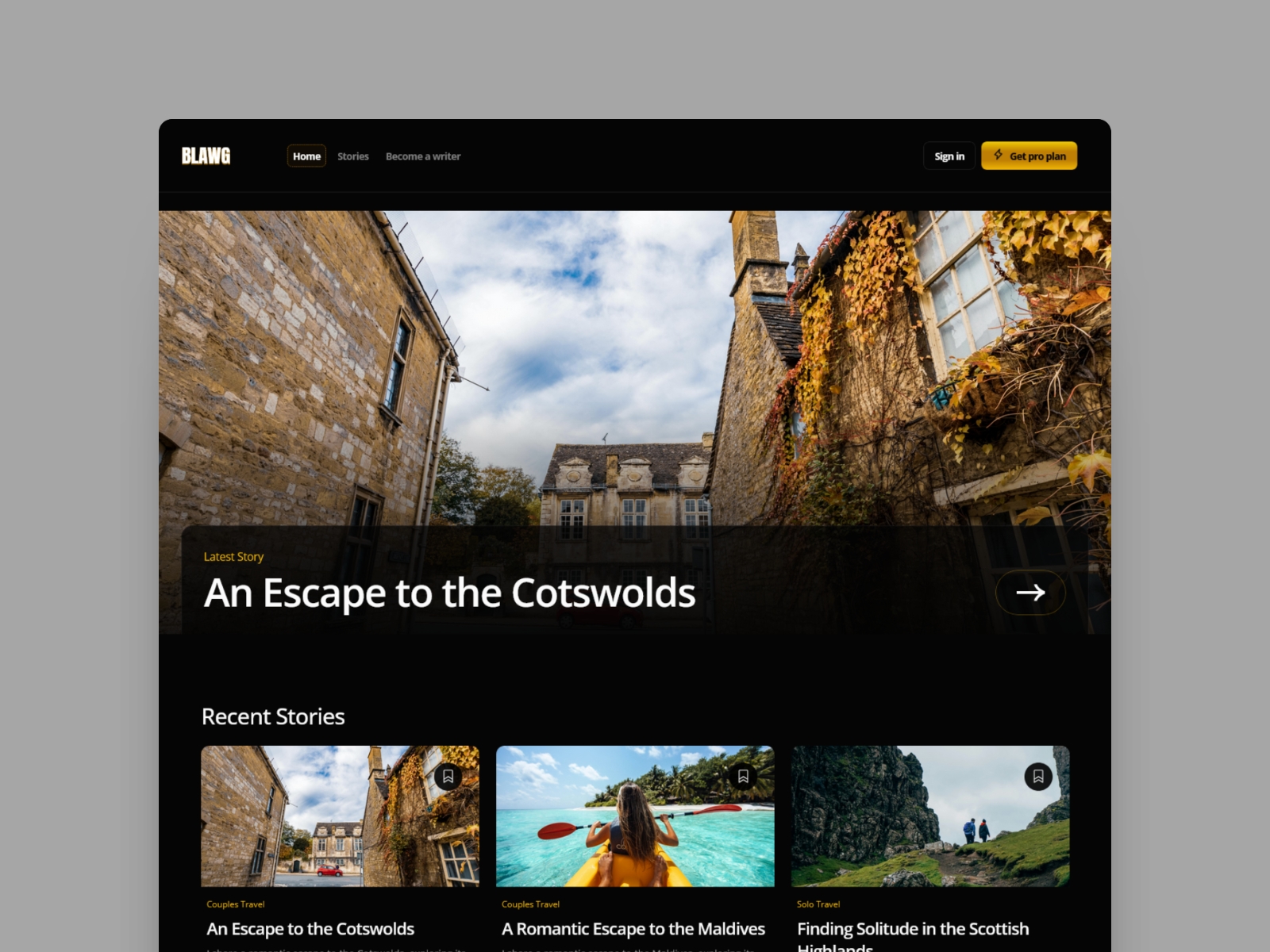 Screenshot of Blawg website
