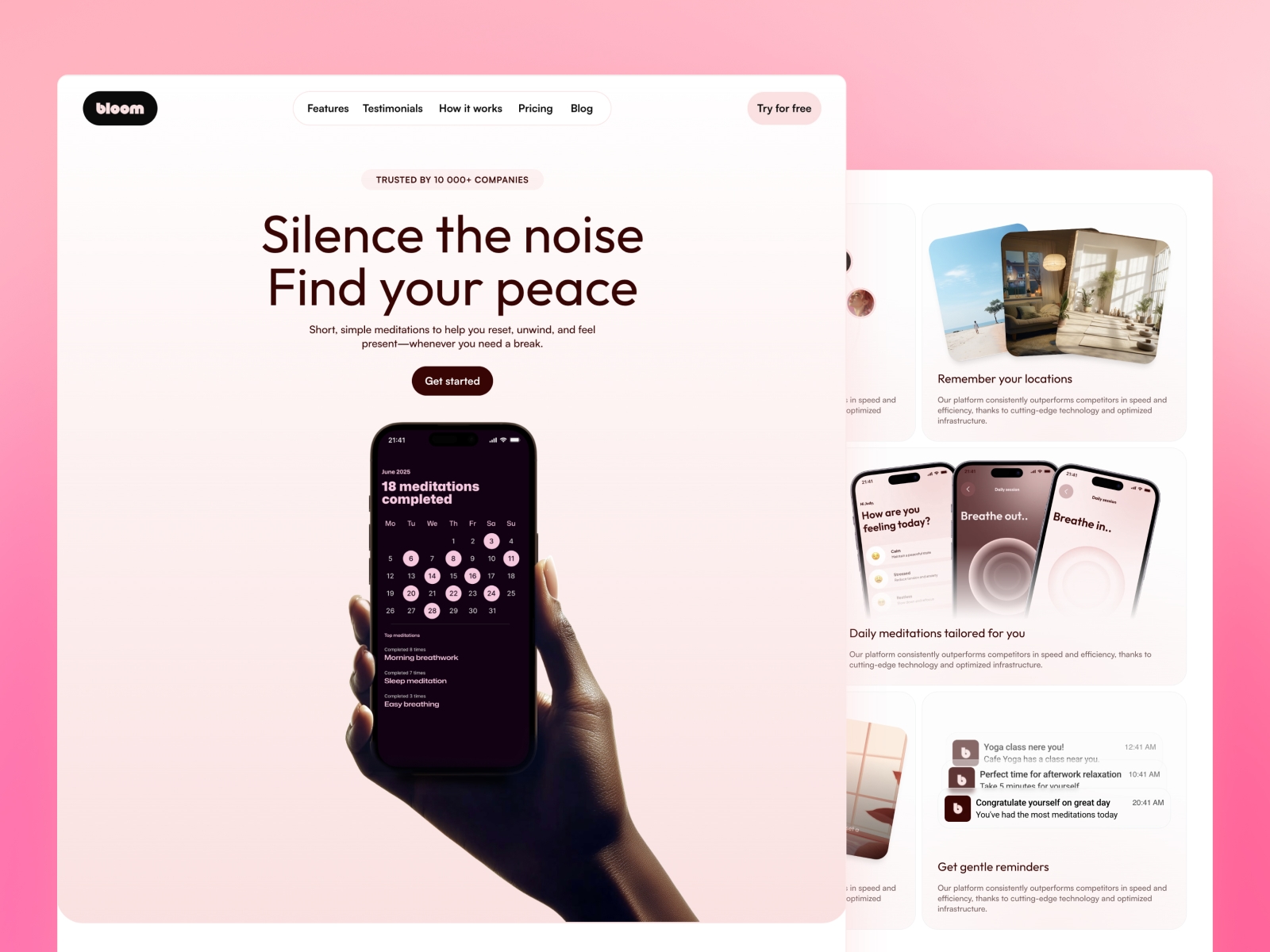 Screenshot of Bloom website