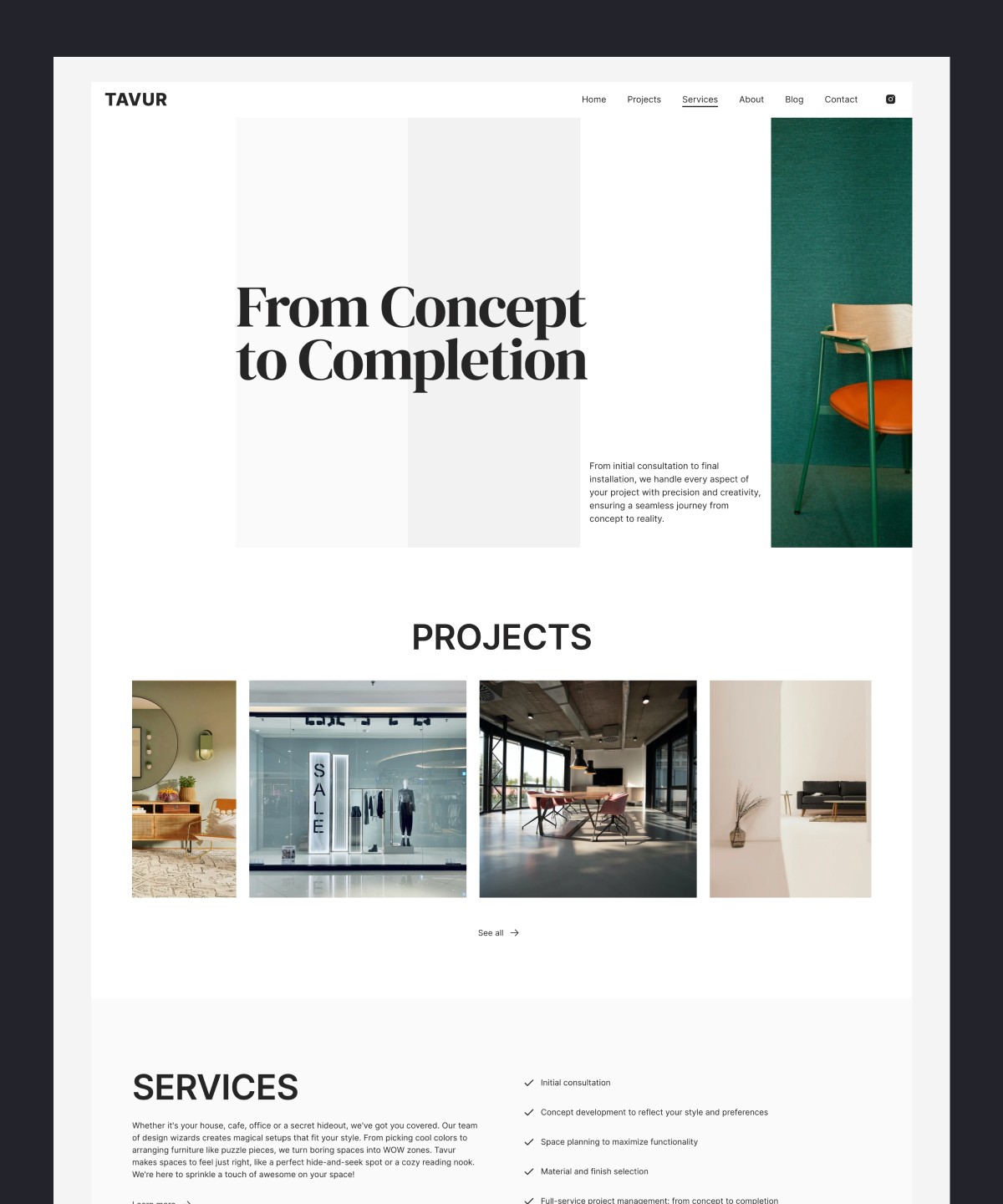 Screenshot of Blueprint website