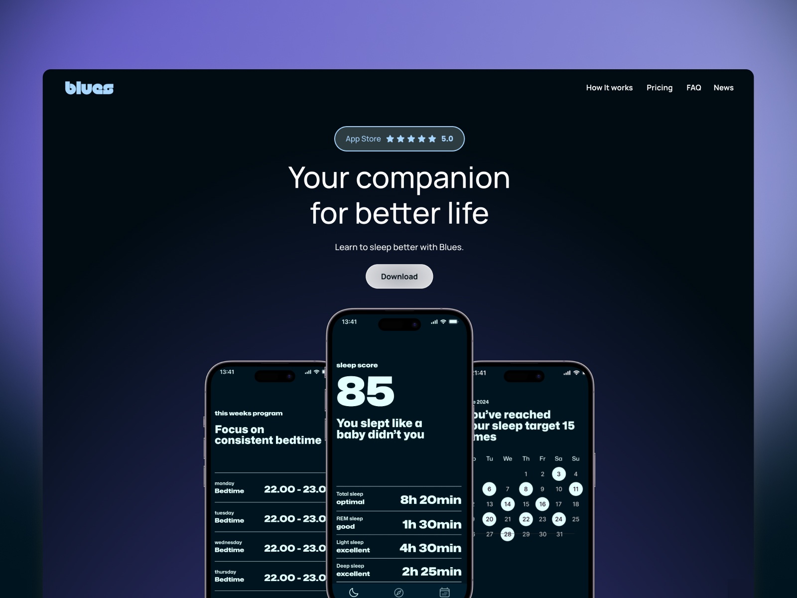 Screenshot of Blues website