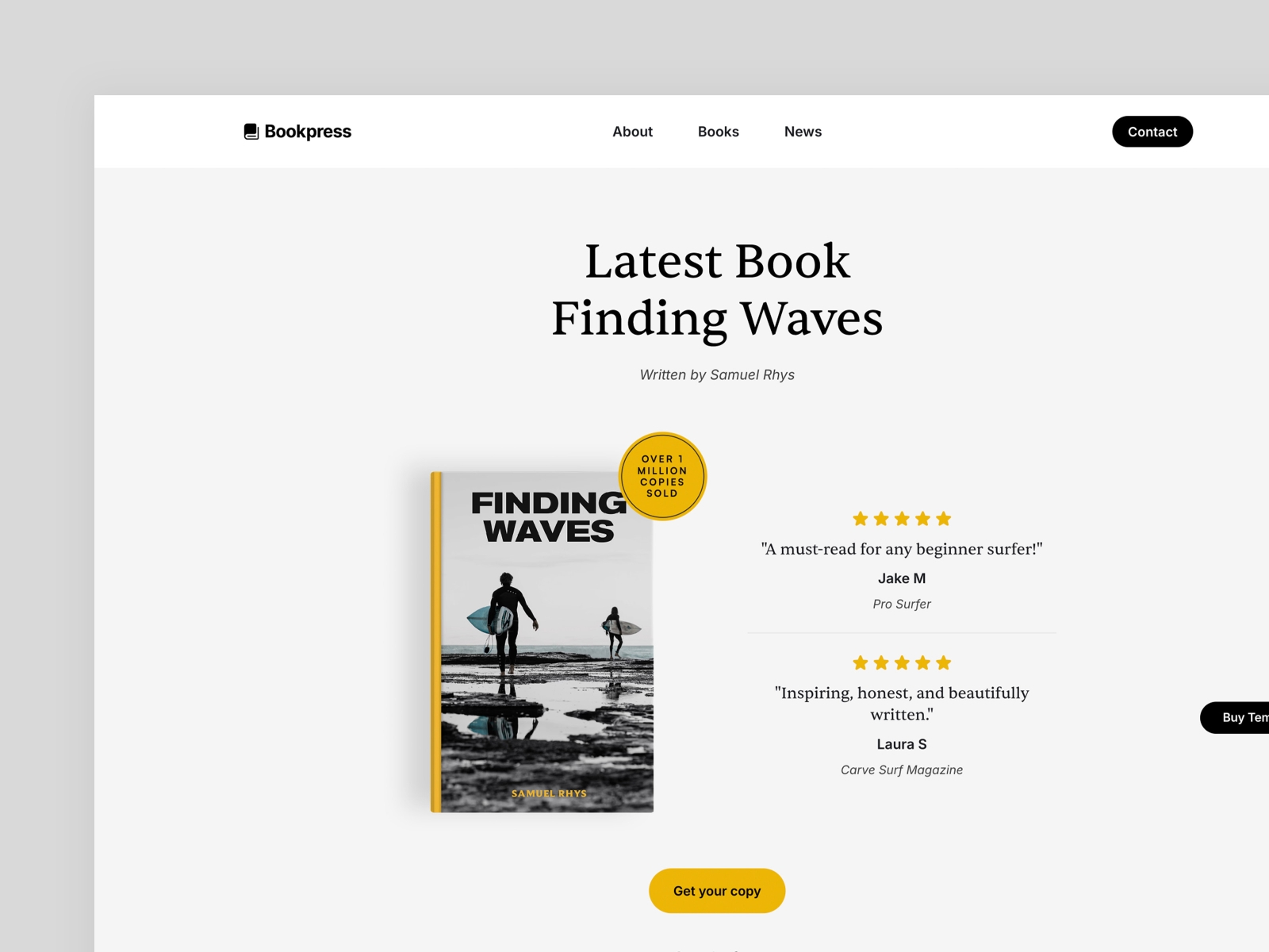 Screenshot of Bookpress website