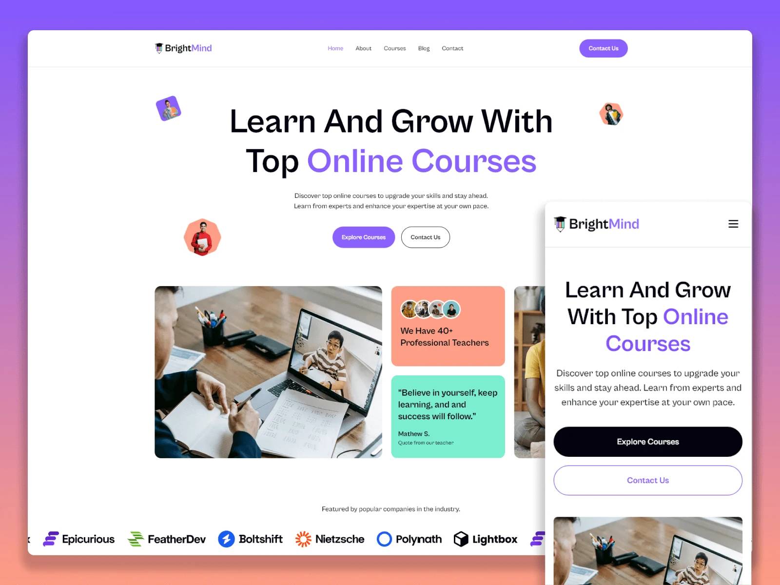 Screenshot of Brightmind website