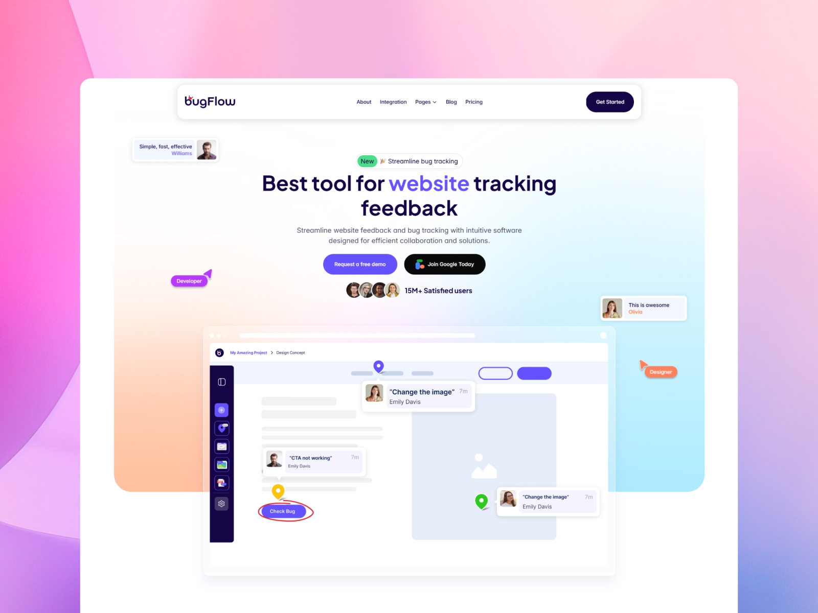 Screenshot of Bugflow website