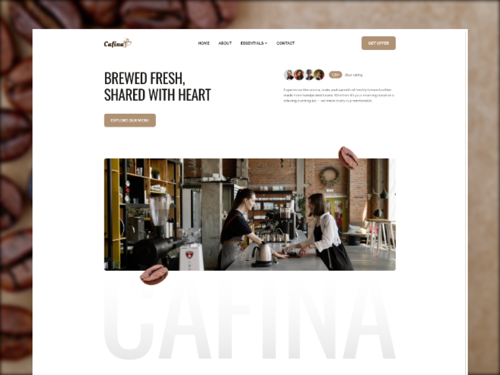 Screenshot of Cafina website