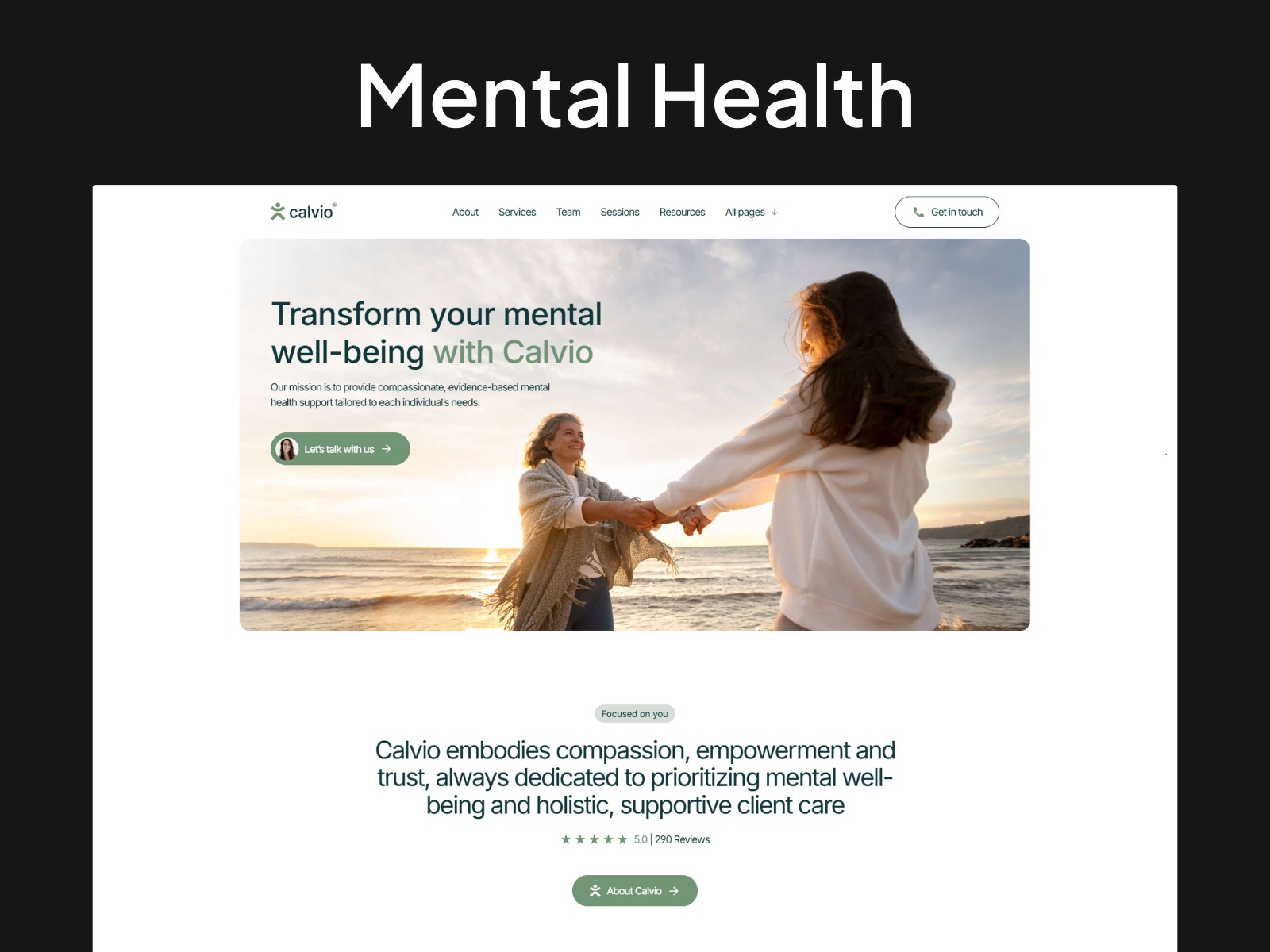 Screenshot of Calvio website